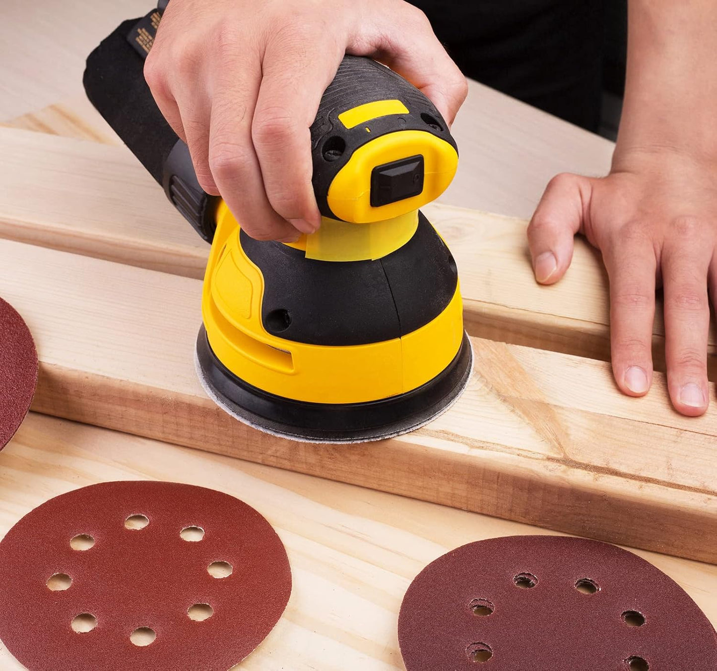 S SATC 5 Inch Sanding Discs Hook and Loop 150 PCS Sandpaper Discs Premium Aluminum Oxide 120 Grit for Random Orbital Sander