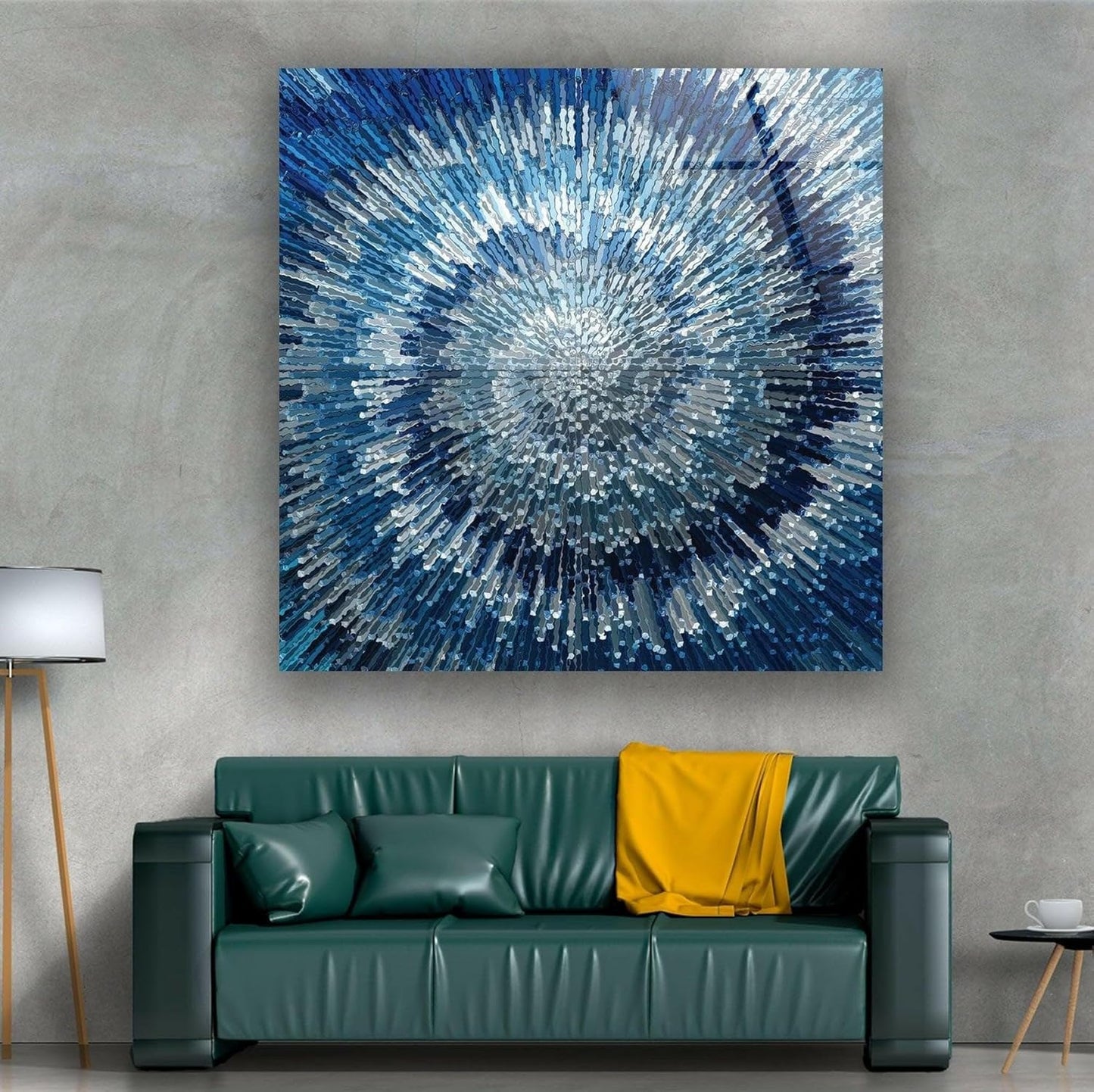 My Photostation.com 28Wx18H'' Abstract Blue Textured Glass Wall ArtTempered Glass Printing Wall Decor Large Wall Art Wall Hangings