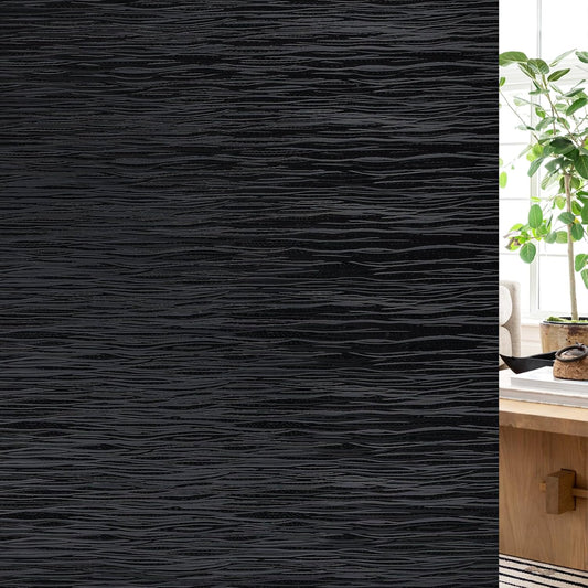 Haton Blackout Window Film, Black Out Sun Blocking Window Cover, Static Cling Frosted Privacy for Glass, Heat Control Darkening Room Coverings Shades Tint for Home Day Sleep, 23.6" x 157.4"