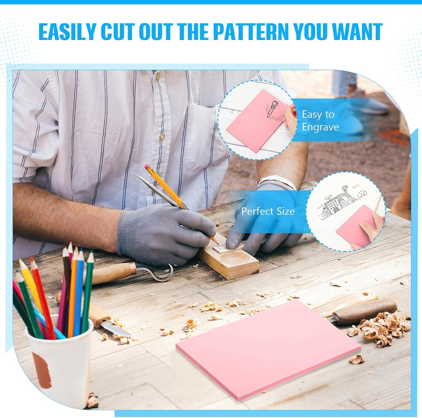 10 Pcs 4" x6“ Pink Rubber Art Soft Linoleum Carving Block, Rubber Crafts Linocut Block for Printmaking,Stamp Carving Block