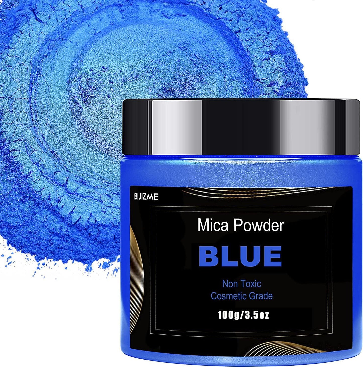 Blue Mica Powder Pigment (100g) -Cosmetic Grade Metallic Mica Powder for Epoxy Resin, Lip Gloss, Soap,Candle Making, Bath Bombs,Tumblers, Jewelry, Dyes, and DIY Crafting Projects(Blue, 3.5oz)