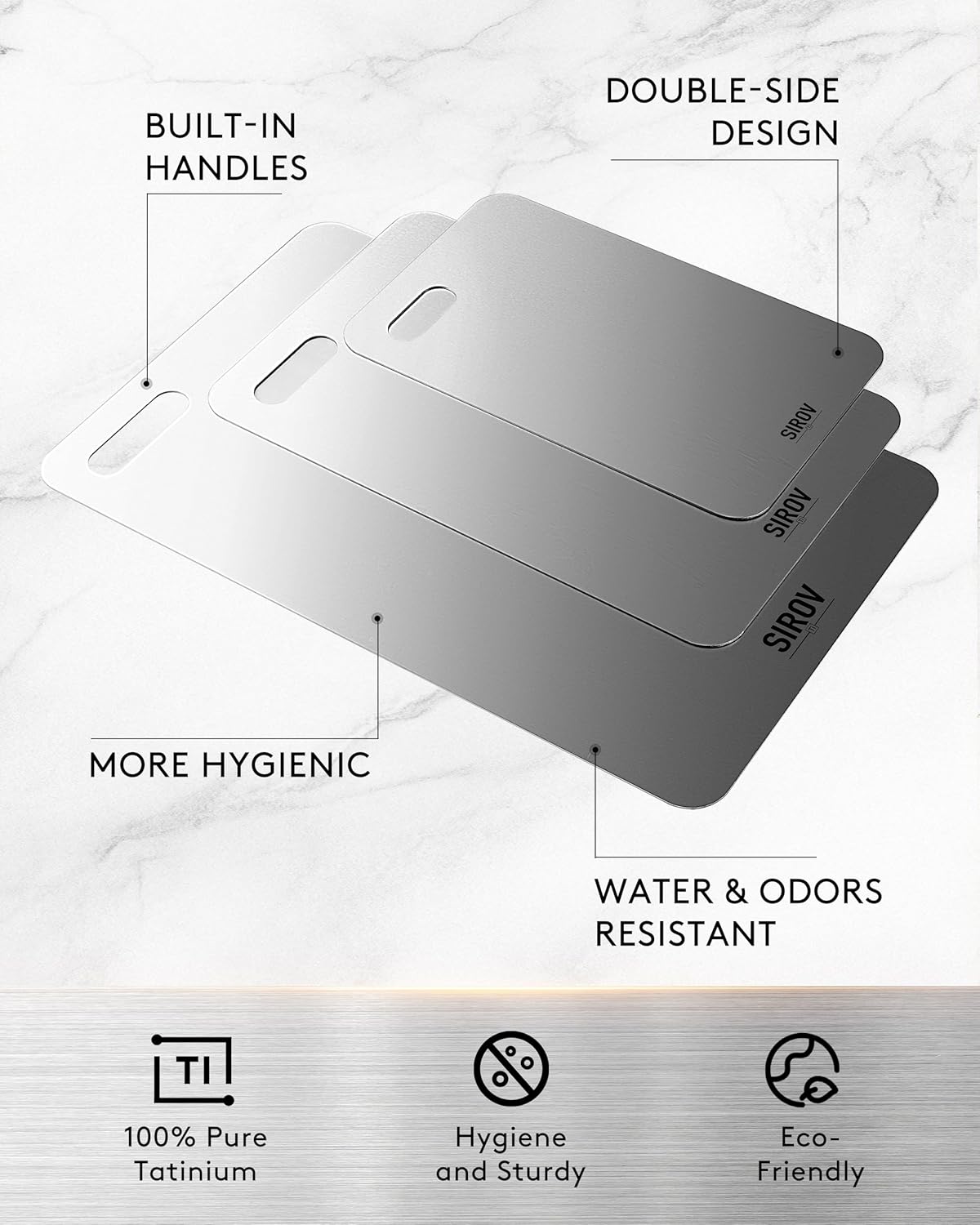 Titanium Cutting Board,Premium Titanium Cutting Board Set of 3, Pure Kitchen Chopping Boards, Non-Toxic & Dishwasher Safe for Meat, Fruit, and Vegetables (3PCS)