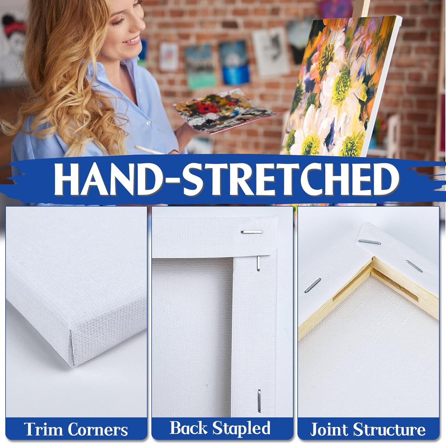 Professional Stretched Canvas for Painting with 8x10 inch, 5x7 inch (10 of Each), 20 Packs Blank Canvases Art Supplies for Acrylic, Oil, Pouring,100% Cotton, Primed, 5/8 Inch Profile