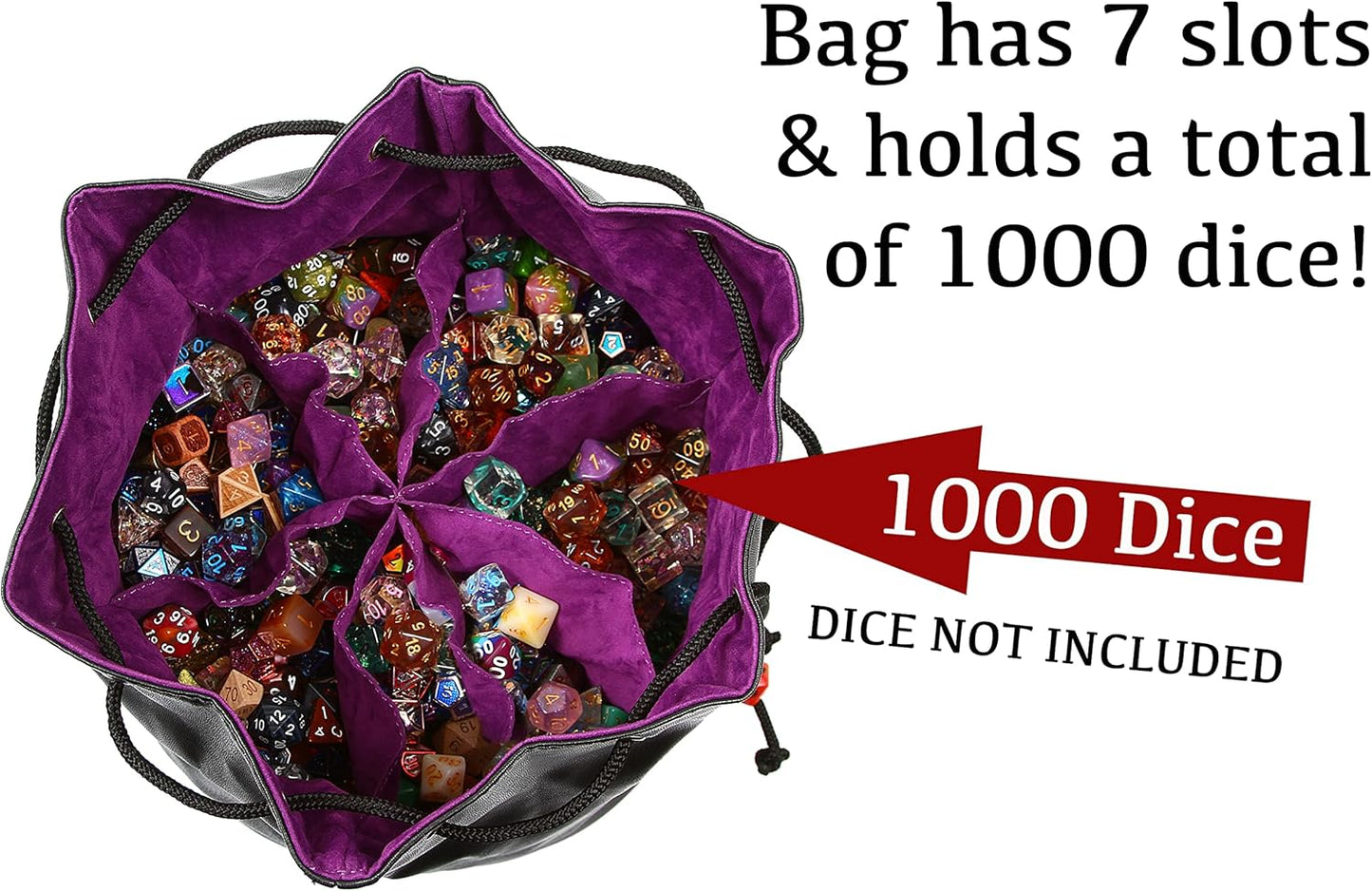 Forged Dice Co. Pouch of The Endless Hoard Dice Bag - Holds Over 1,000 Polyhedral Dice - Dice Storage Bag with 7 Pockets - Perfect for Bulk Dice - Brown/Black