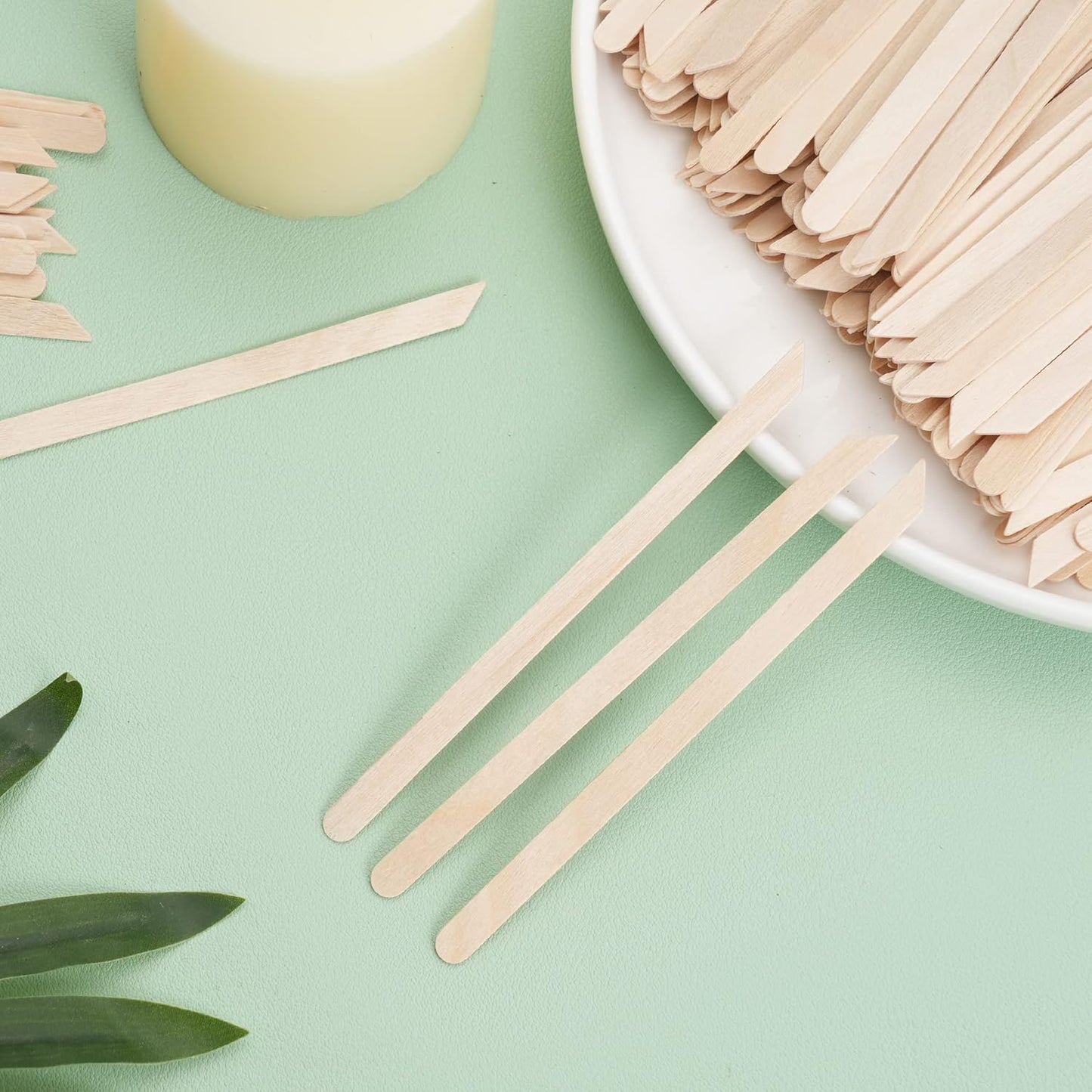 1000Pcs Wooden Wax Sticks Small Waxing Applicator Sticks Wax Spatulas Wood Craft Sticks for Hair Removal and Smooth Skin - Slanted & Round
