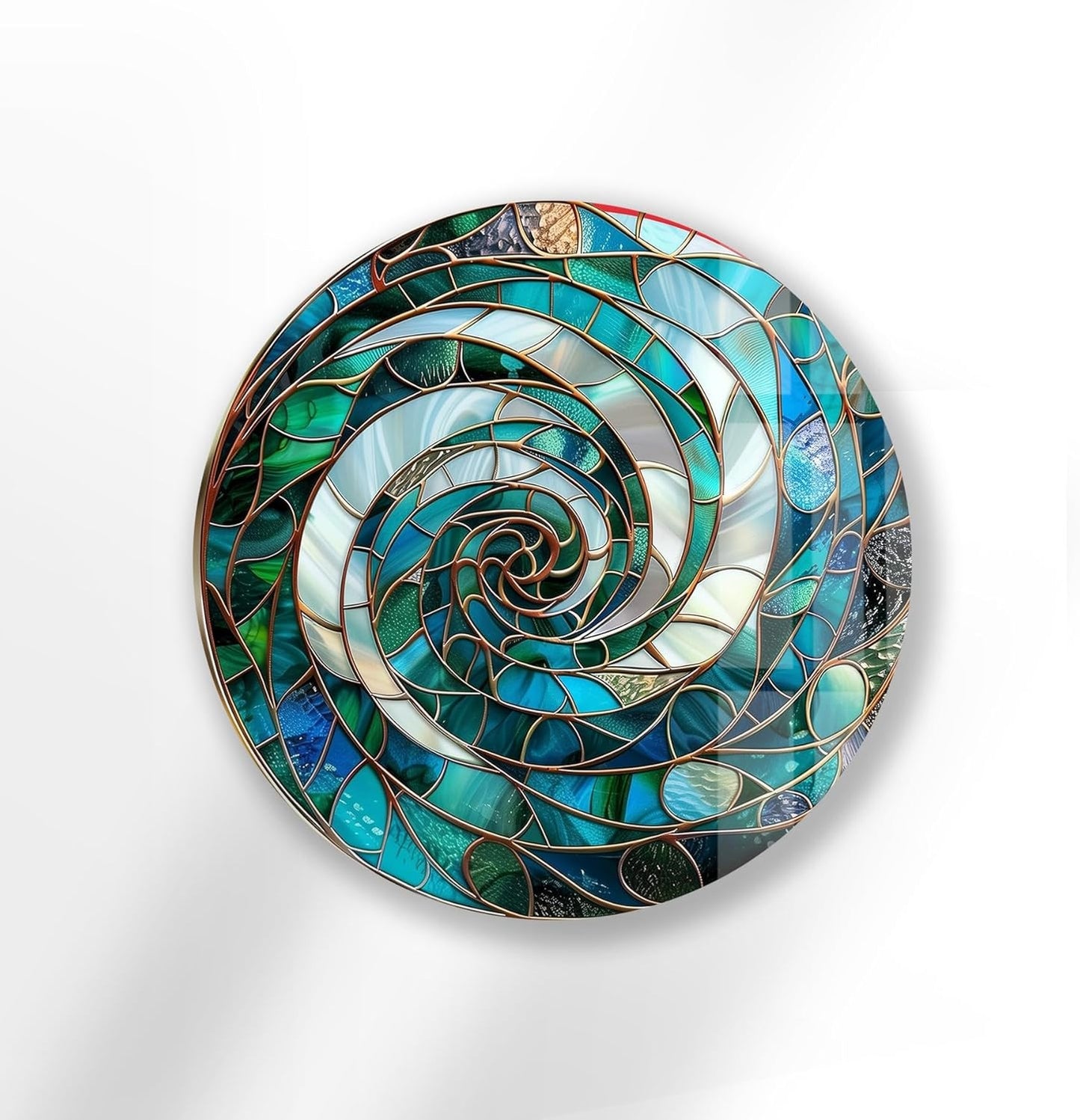 My Photostation.com 31.5''(80cm) Diameter Aqua Spiral Harmony Round Glass Wall Art Tempered Glass Printing Wall Decor Large Wall Art Wall Hangings