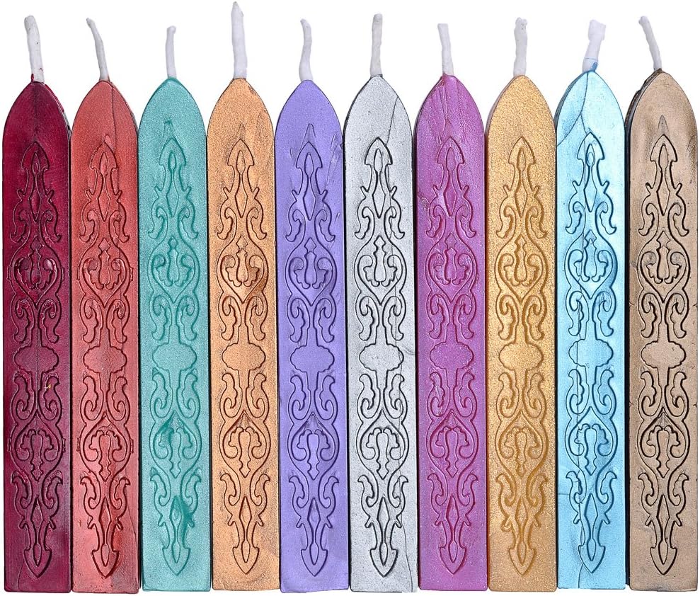 Sealing Wax Sticks, Yoption 10 Pcs Multi-Color Wax Seal Sticks with Wicks for Wedding Invitation Gift Envelopes Christmas Card