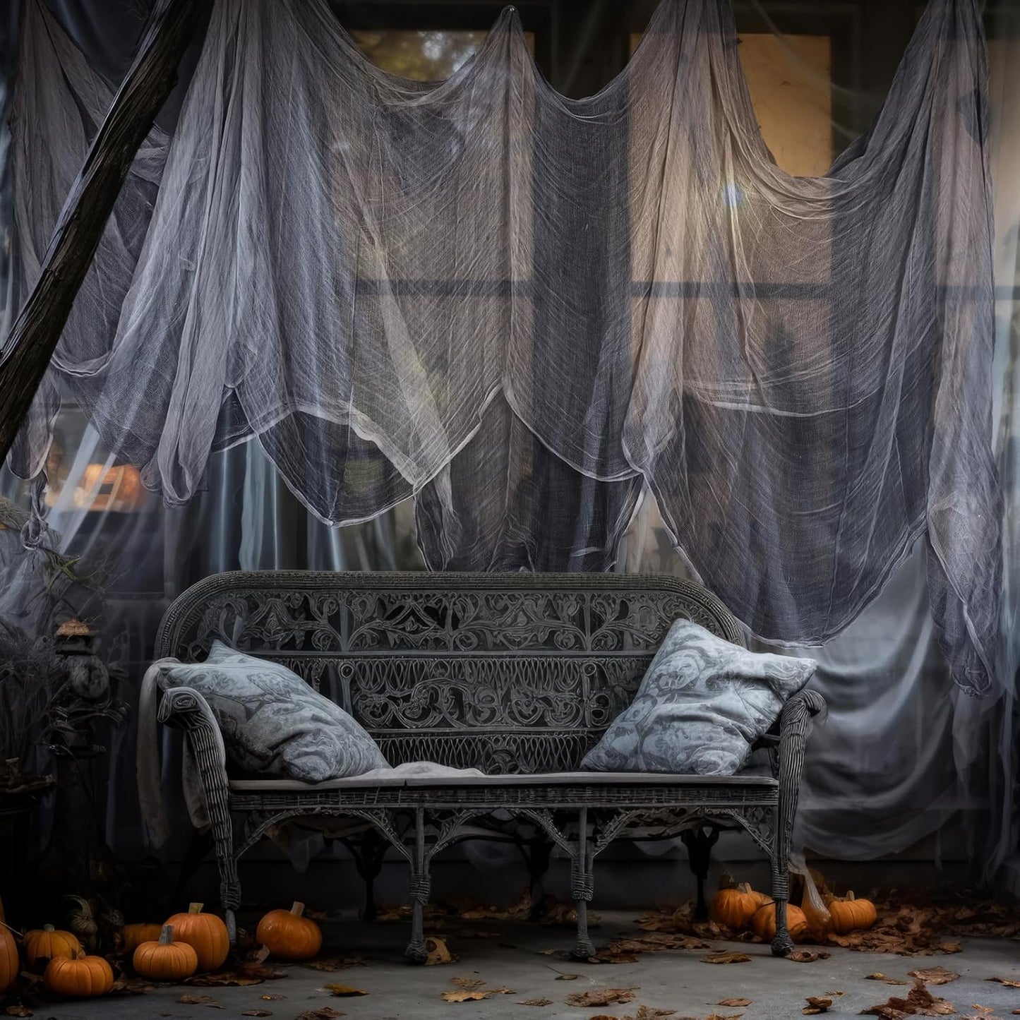 Boao Halloween Cheese cloth 70.87 x 196.85 Inch Gray Cheesecloth Roll for Crafts Large Cotton Muslin Gauze Fabric for Halloween Outdoor & Indoor Spooky Decoration