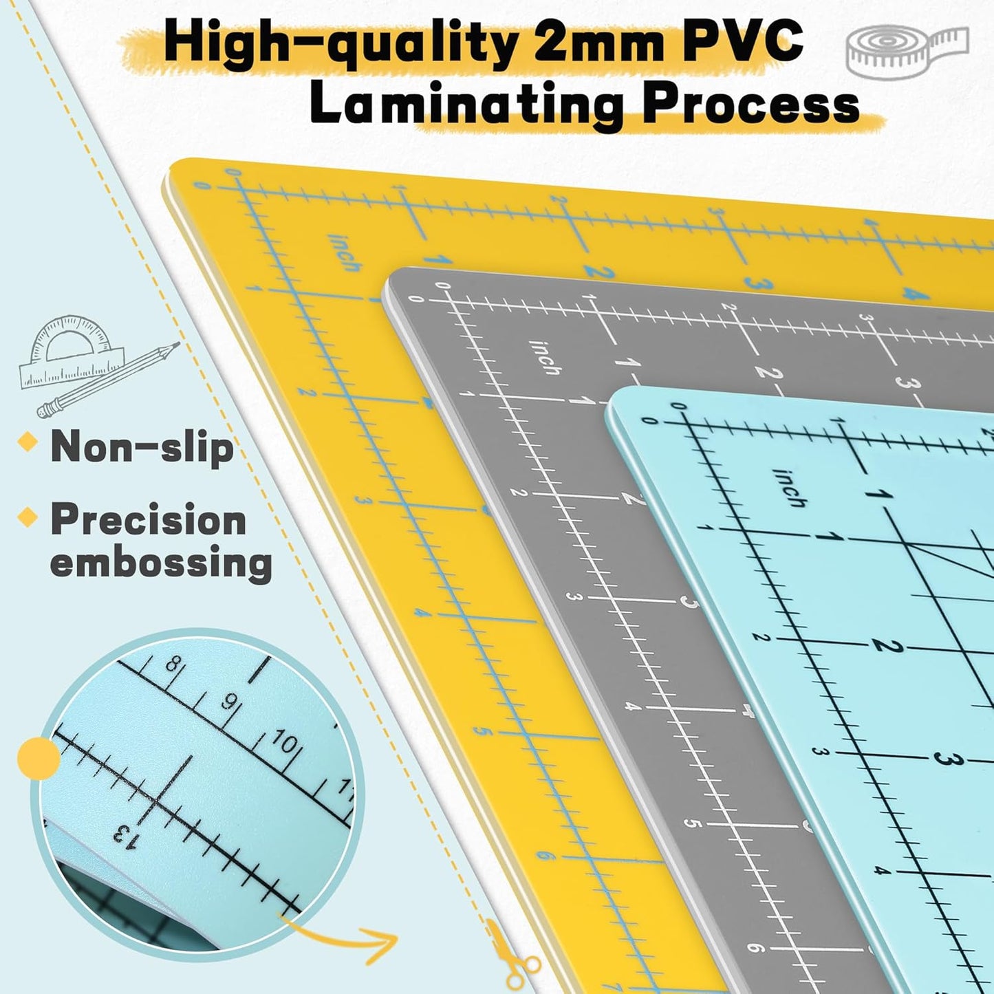 Premium Self Healing Cutting Mat 18'' x 12'', A3 Non-slip Sewing Mat for Quilting, 5-Ply Rotary Cutting Board Double-Sided for Crafts Cutting Fabric Scrapbooking Modeling Projects, Anthracite Gray