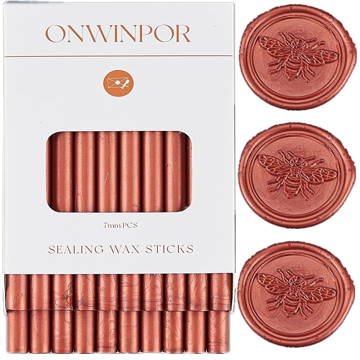 Red Gold Wax Seal Sticks, ONWINPOR 20pcs Waxs Sealing Sticks for 0.28'' Glue Gun, Waxing Seal Stamp, Wedding Invitations, Envelope, Christmas Gift Ideas (Red Gold)