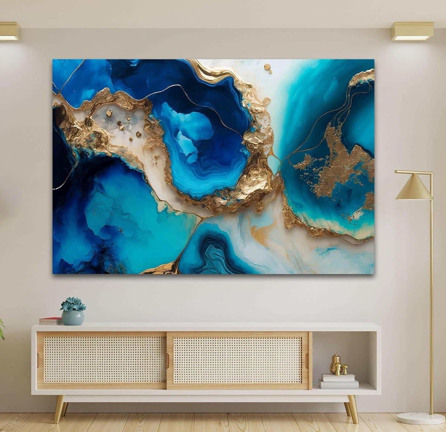 My Photostation.com Round 31,5'' Blue Alcohol ink Glass Wall ArtTempered Glass Printing Wall Decor Large Wall Art Wall Hangings