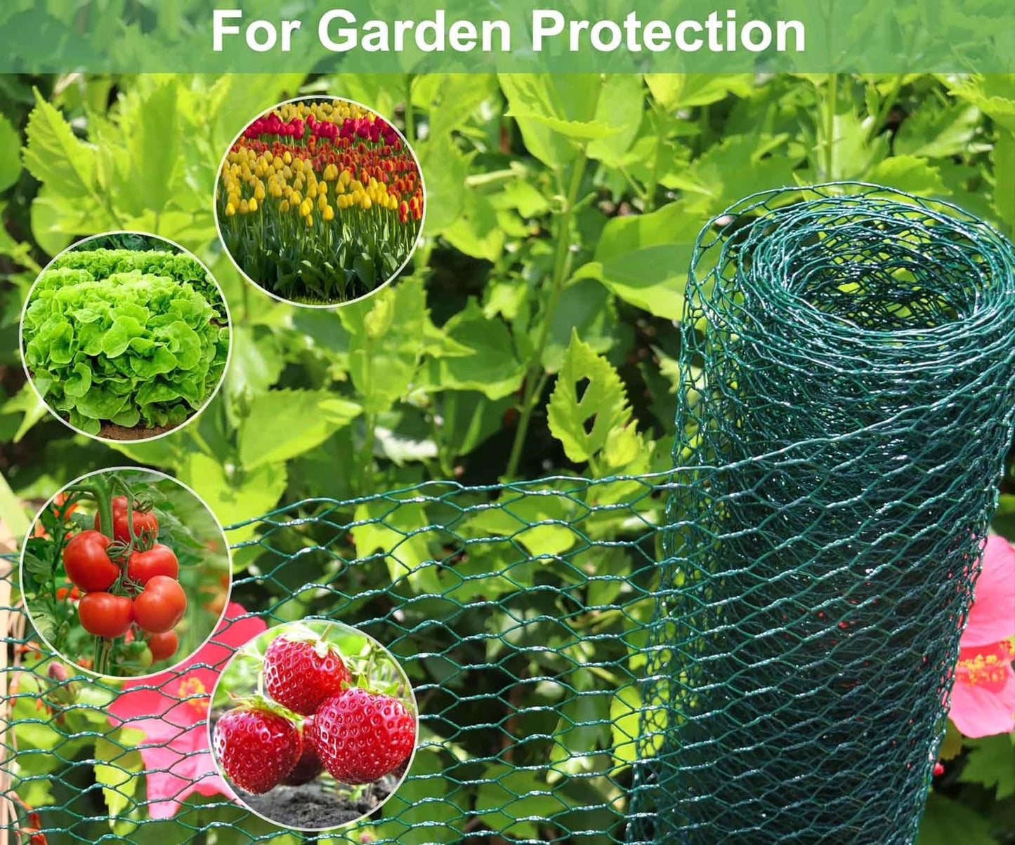 Chicken Wire 15.7 x 315 Inches Chicken Wire Fencing Mesh Green PVC Coated Floral Chicken Wire for Crafts Poultry Garden, Hexagonal Galvanized Chicken Coop Rabbit Wire Fencing Netting
