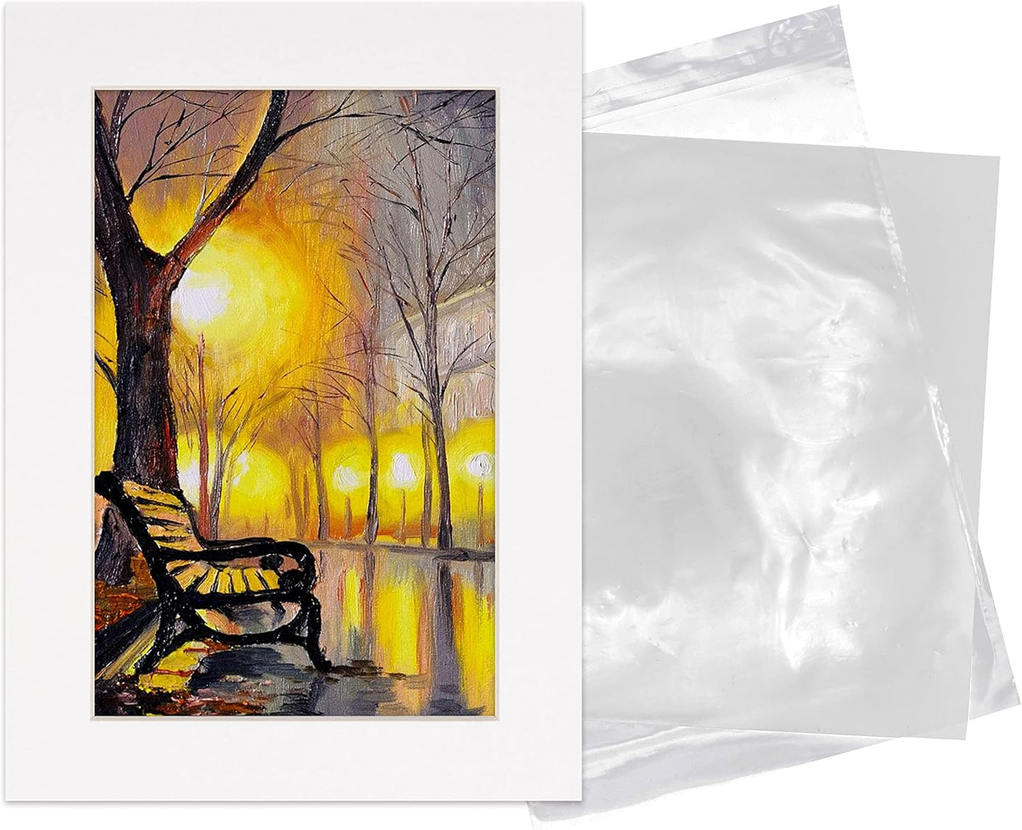 5.5x8.5 Mat for 8.5x11 Frame - Precut Mat Board Acid-Free Show Kit with Backing Board, and Clear Bags White 5.5x8.5 Photo Matte Made to Fit a 8.5x11 Picture Frame Matboard for Framing, Pack of 1 Mat