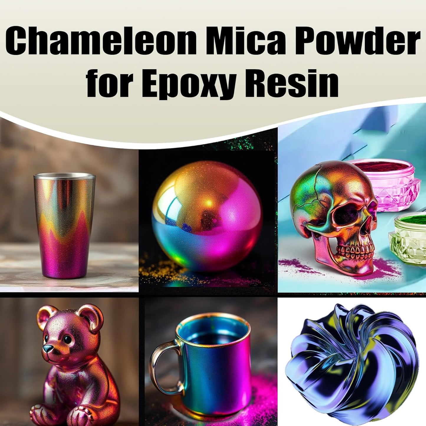 BALTIC DAY - Chameleon Mica Powder, 4 Jars of Color Shift Mica Powder Set - Epoxy Resin Color Pigment Powder - Chameleon Powder - Holographic Mica Powder