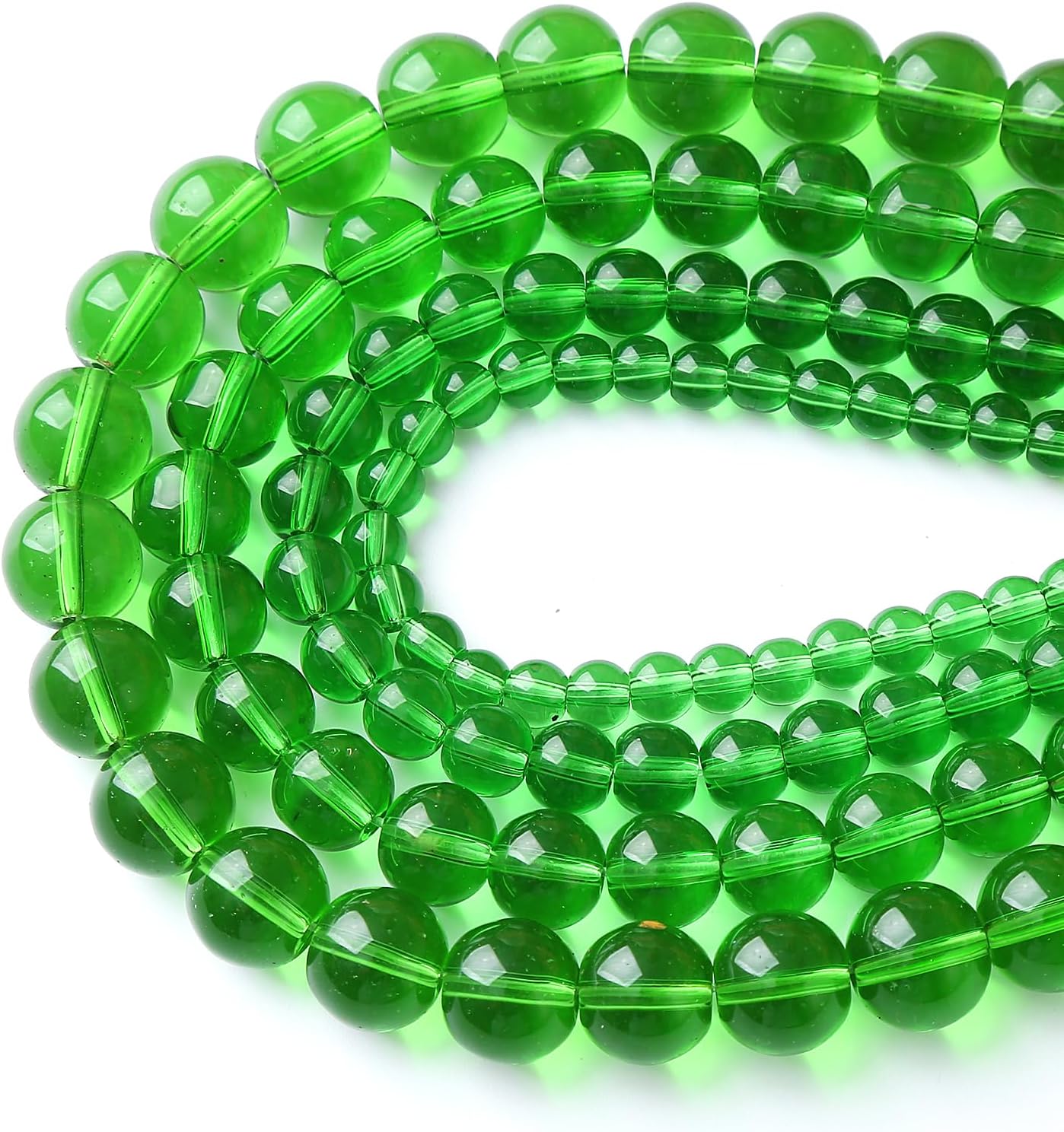 90pcs 4mm Smooth Green Crystal Glass Quartz Beads Round Loose Beads for Jewelry Making DIY Bracelet Necklace 15" Energy Healing Power Stone Beads(4mm, Green Crystal Glass)