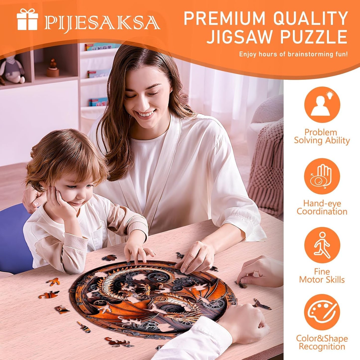 Wooden Puzzles for Adults, Mechanical Dragon Wooden Jigsaw Puzzles for Adults, Wood Puzzles Adult, Unique Animal Shape, Gifts for Friends and Family, Wall Art Canvas Puzzle (M -11.4*11.3in -200 pcs)