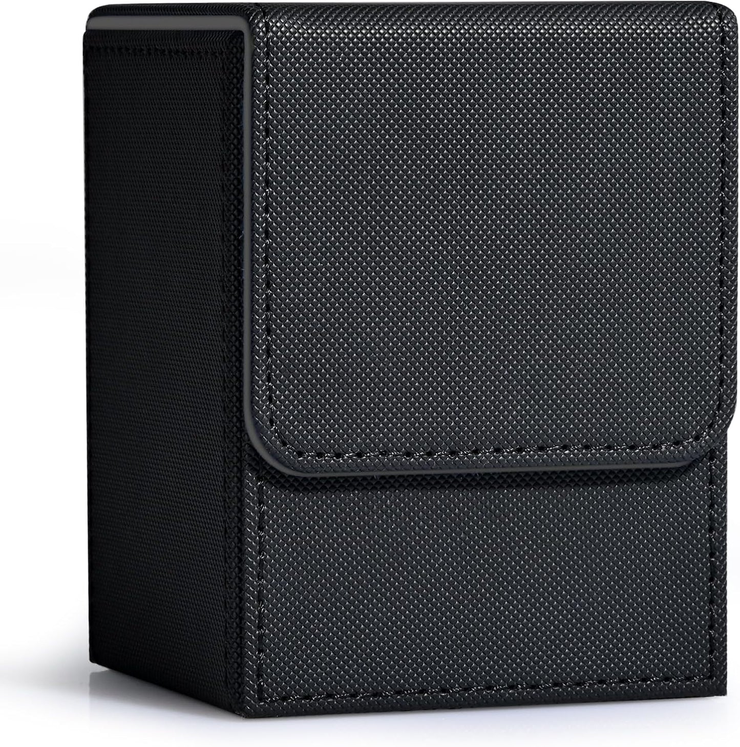 ZLCA Card Deck Box for Trading Cards, MTG YuGiOh Deck Case Holds 100+ Single Sleeved Cards, PU Leather Magnetic Card Storage Box Fits for TCG CCG Magic Game Cards (Black)