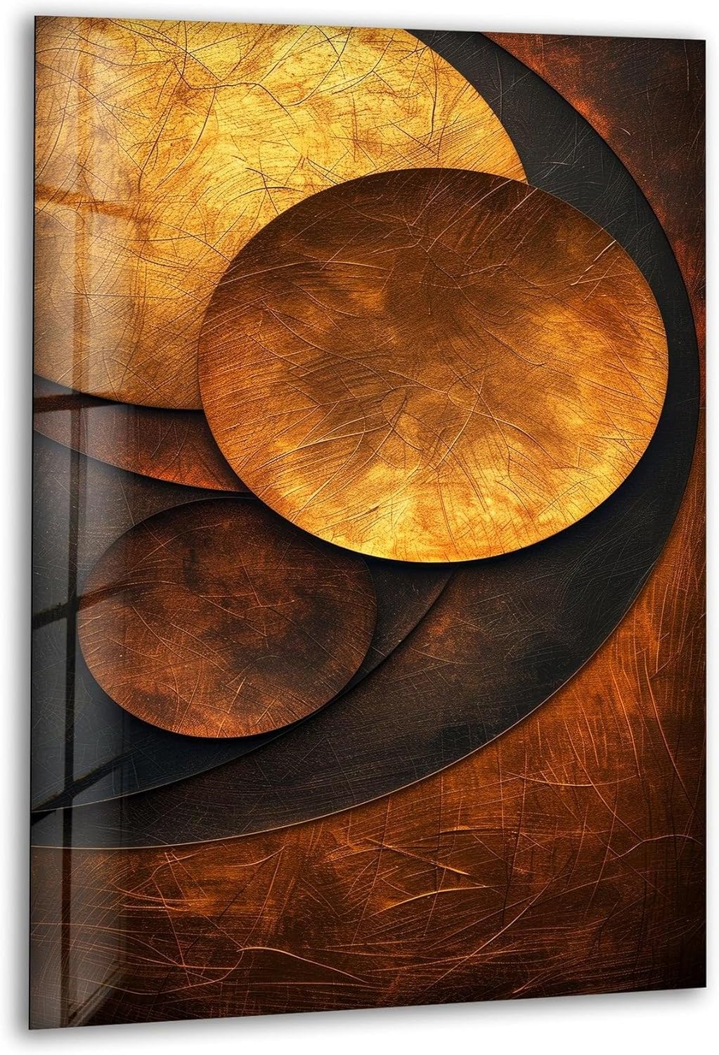My Photostation.com 40WX60H'' Bronze Art Deco Geometric Motifs Glass Wall Art Tempered Glass Printing Wall Decor Large Wall Art Wall Hangings