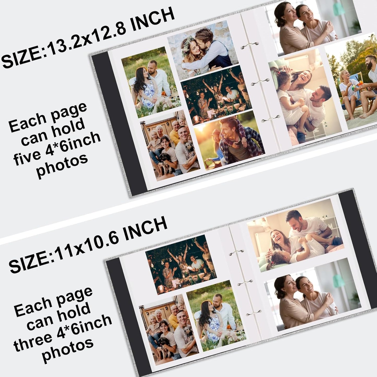 Zesthouse 18 In Photo Album Self Adhesive with Picture Display Window, 3-Ring Scrapbook Albums 60 Pages Holds 10x12 8x10 5x7 4x6 Photos, DIY Photo Book Ideal Gift for Family Wedding Baby
