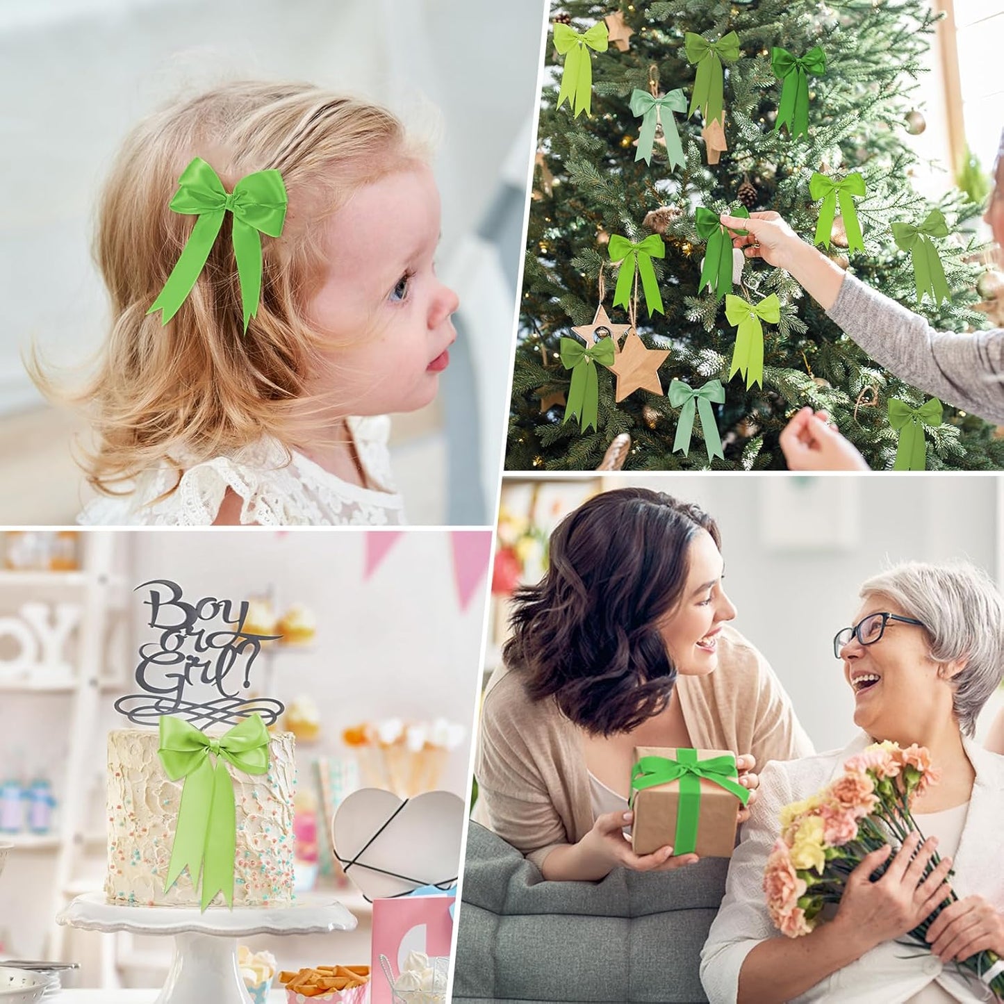 1 Inch Green Satin Ribbons for Crafts, 6 Rolls Single-Faced Green Assorted Ribbons for Gift Wrapping Flower Bouquet Wedding Invitations Bridal Shower Hair Bows Garland Party Decor