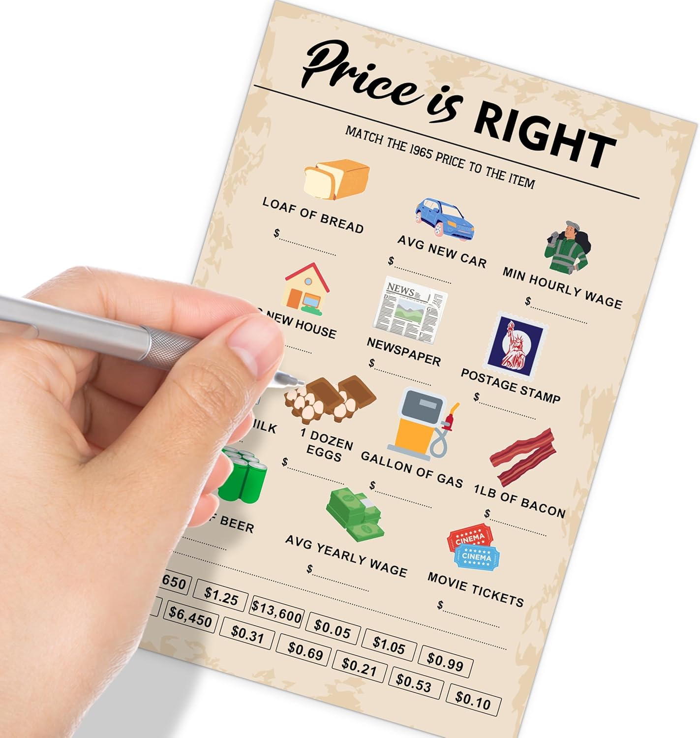 50th Birthday Party Games, Set of 2 Activities for 15 Guests, Born in 1975 Games Bundle, Birthday Party Supplies for Adults, Pack of 30 Cards