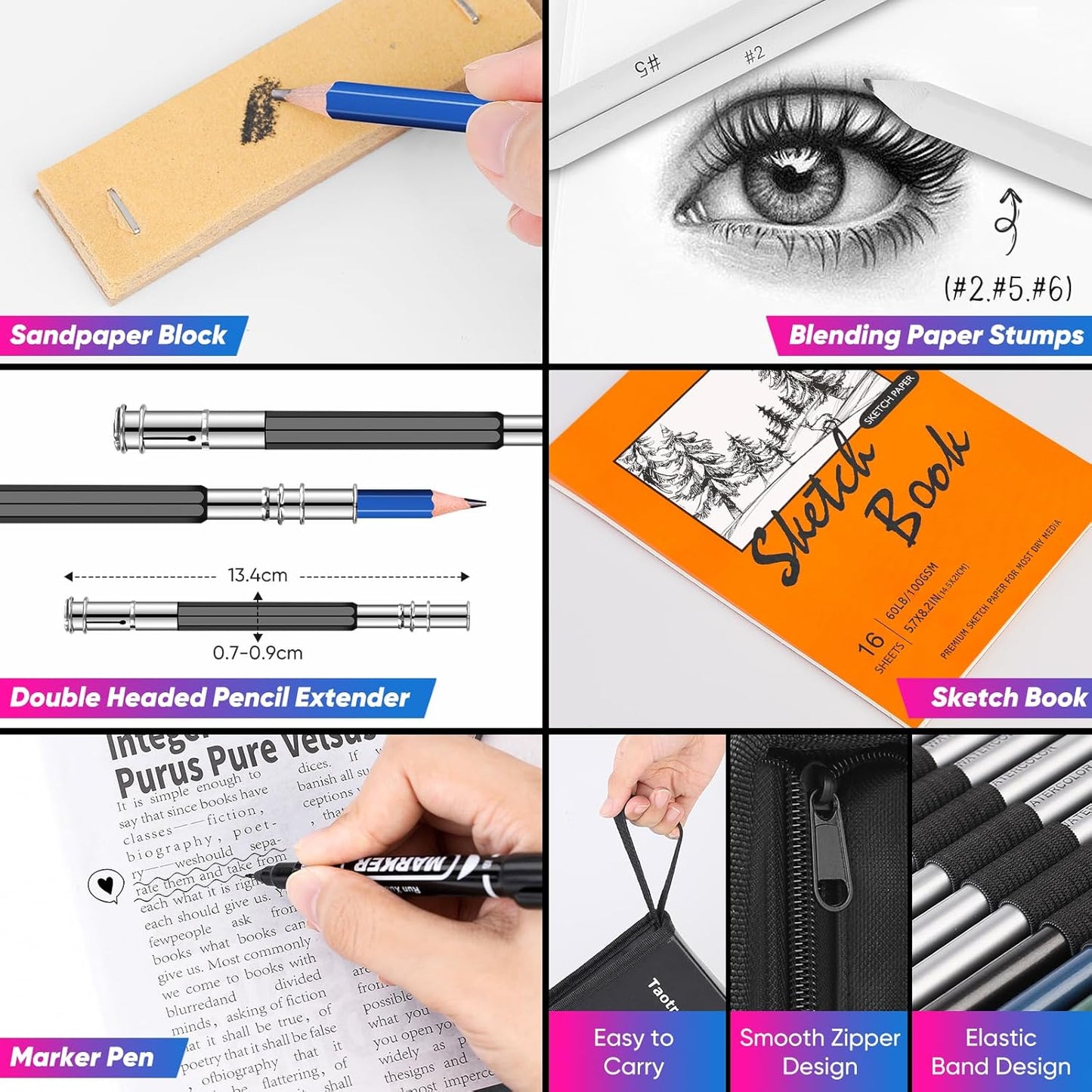 Taotree 81 Pack Art Supplies for Adults Kids Teen Artists Gifts, Pro Art Kit Drawing Pencils Set, Drawing Supplies Sketching Kit Sketch Book, Colored Graphite, Watercolor, Metallic, Charcoal Pencils