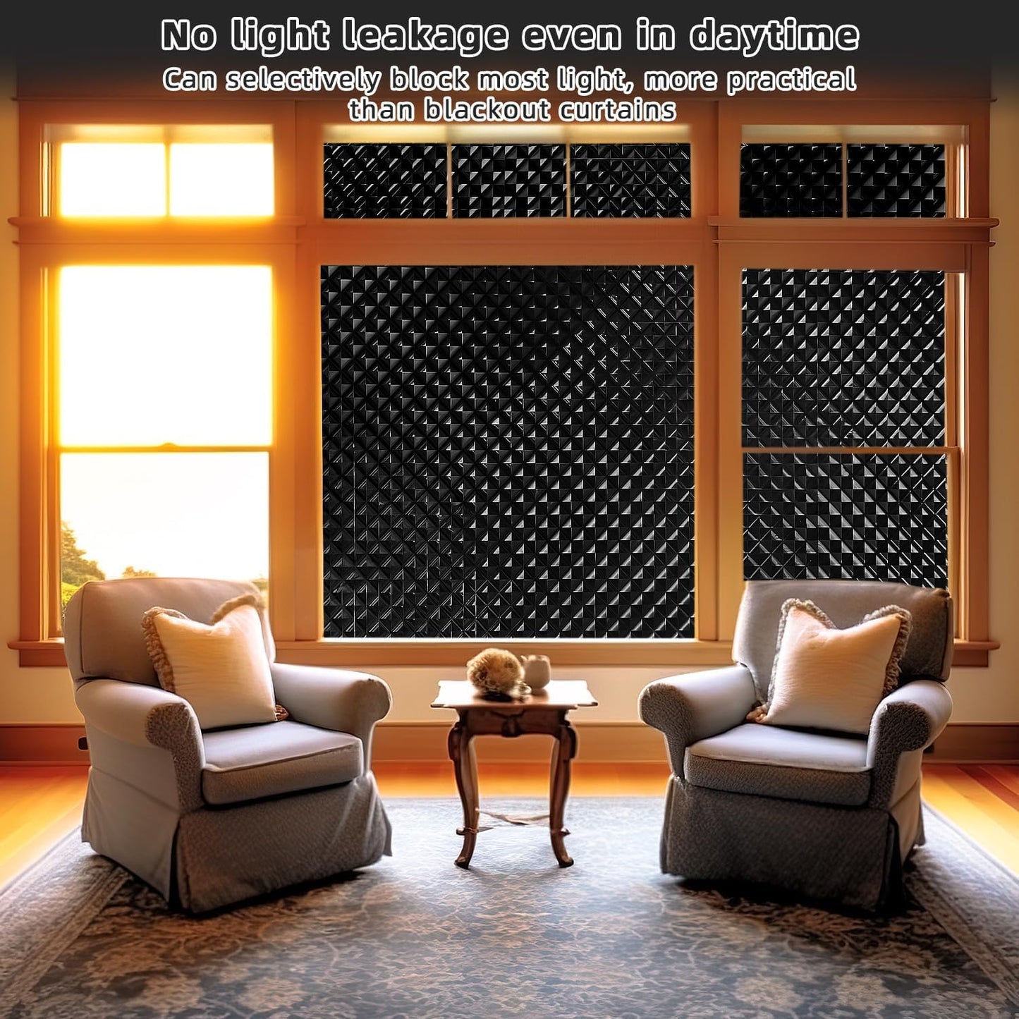 Qualsen Blackout Window Film, 𝟑𝐃𝐕𝐢𝐬𝐮𝐚𝐥𝐀𝐩𝐩𝐞𝐚𝐥 100% Light Sun Blocking Privacy Film for Glass Windows, Removable No Glue Black Out Window Tint for Home Day Sleep Garage 47.2×78.7inch