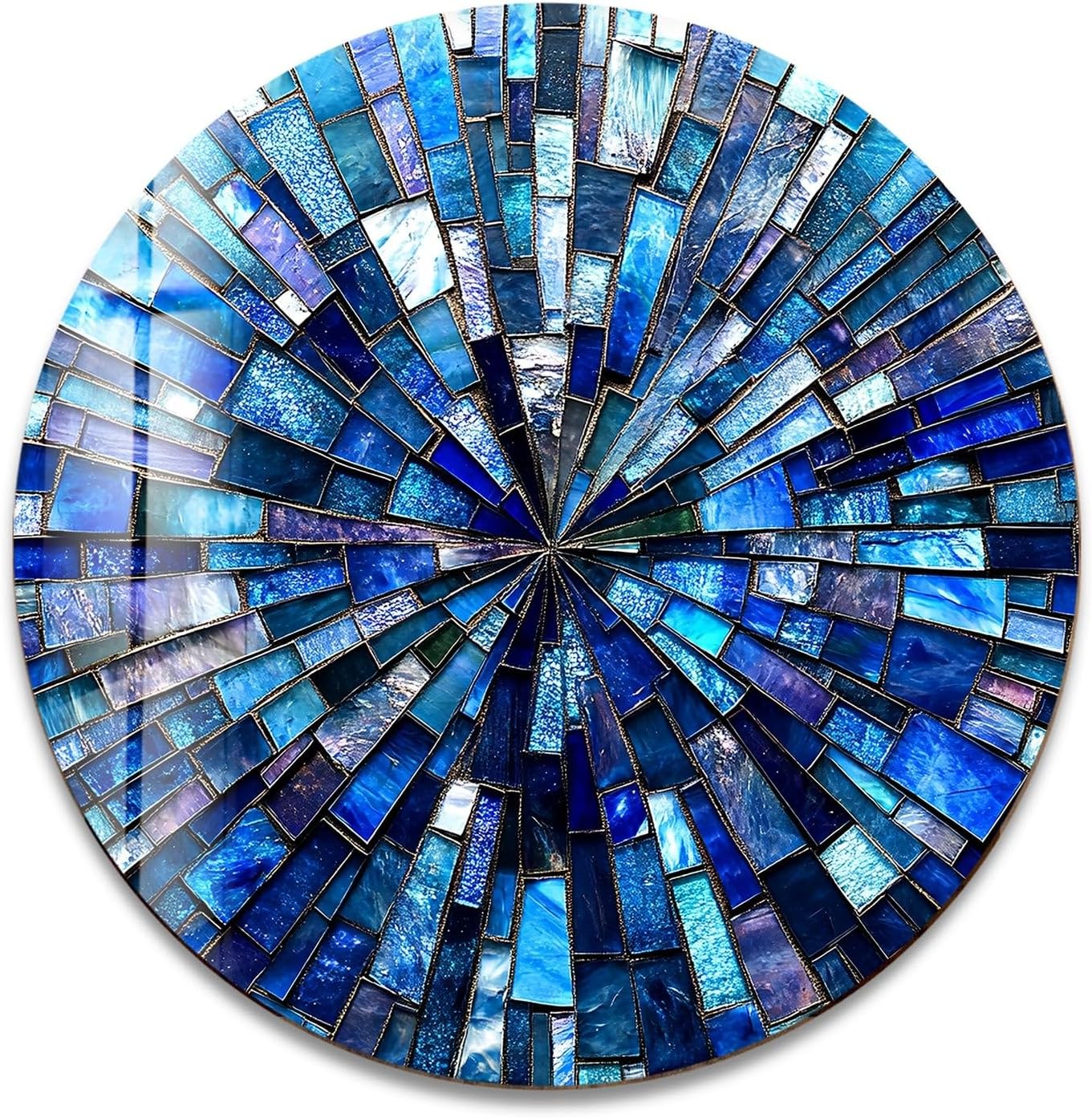 My Photostation.com 10''(25cm) Diameter Radiant Mosaic Burst Round Glass Wall Art Tempered Glass Printing Wall Decor Large Wall Art Wall Hangings