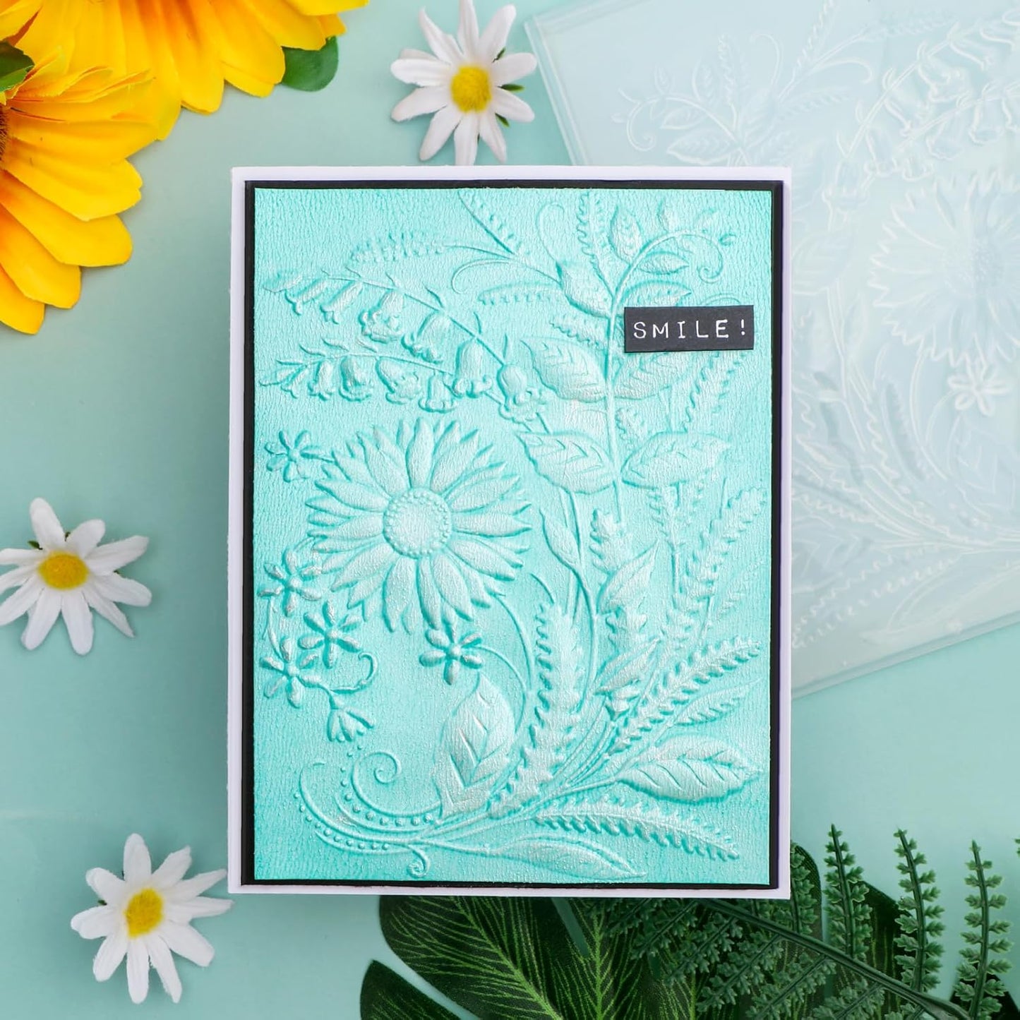 BAOFALI 3D Embossing Folders Sunflowers Leaves Textured for Card Making,Embossing Template Paper Card Embossing Stencil for DIY Scrapbooking Photo Album Card Paper Craft Decoration 6.3" L x 4.5" W