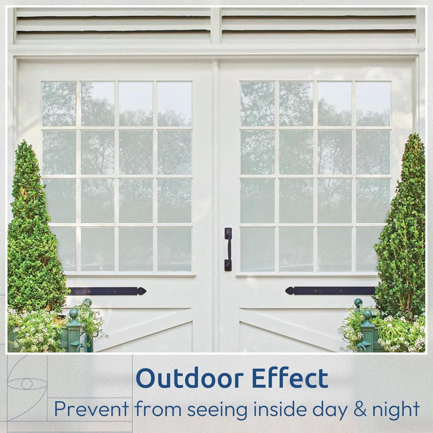 rabbitgoo Window Privacy Film, Non-Adhesive Frosted Glass Window Film for Bathroom, Static Cling Heat Blocking Stickers for Home Indoor Opaque Frosting Coverings House Tint, Matte White 11.8" x 118.1"