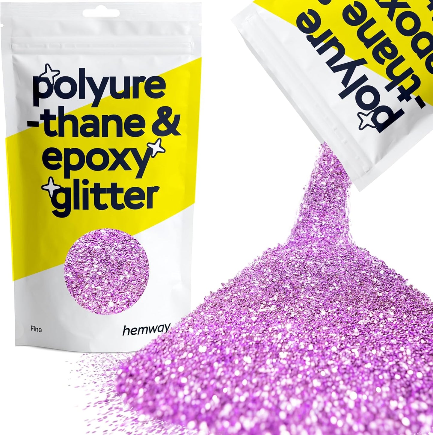 Hemway Polyurethane & Epoxy Resin Glitter 100g / 3.5oz Metallic Crystal Flake Additive for Flooring Jewelry Tumblers Glass Pigment - Fine (1/64" 0.015" 0.4mm) - Lavender Purple