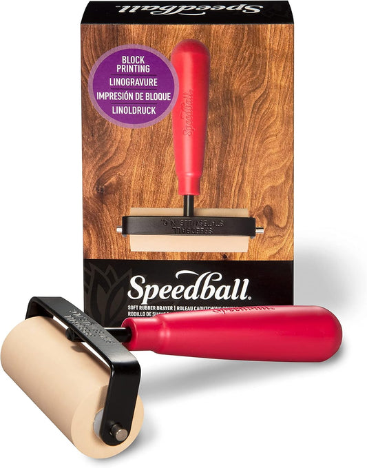 Speedball Soft Rubber Brayer, 3-Inch - Printmaking Roller Tool for Gel & Block Printing and Crafting - Made in USA