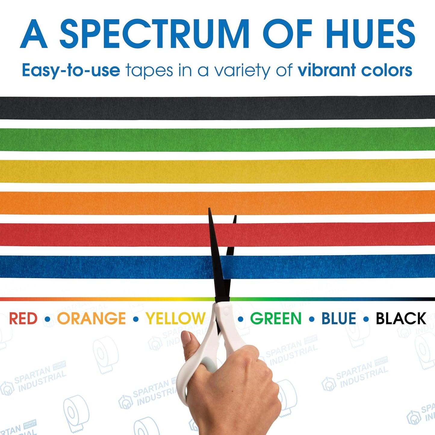Spartan Industrial - 1" X 60 yd Blue Masking Tape - 3 Color Tape Rolls for Arts and Crafts, Painting, and More - No Residue, 5.5 Mil