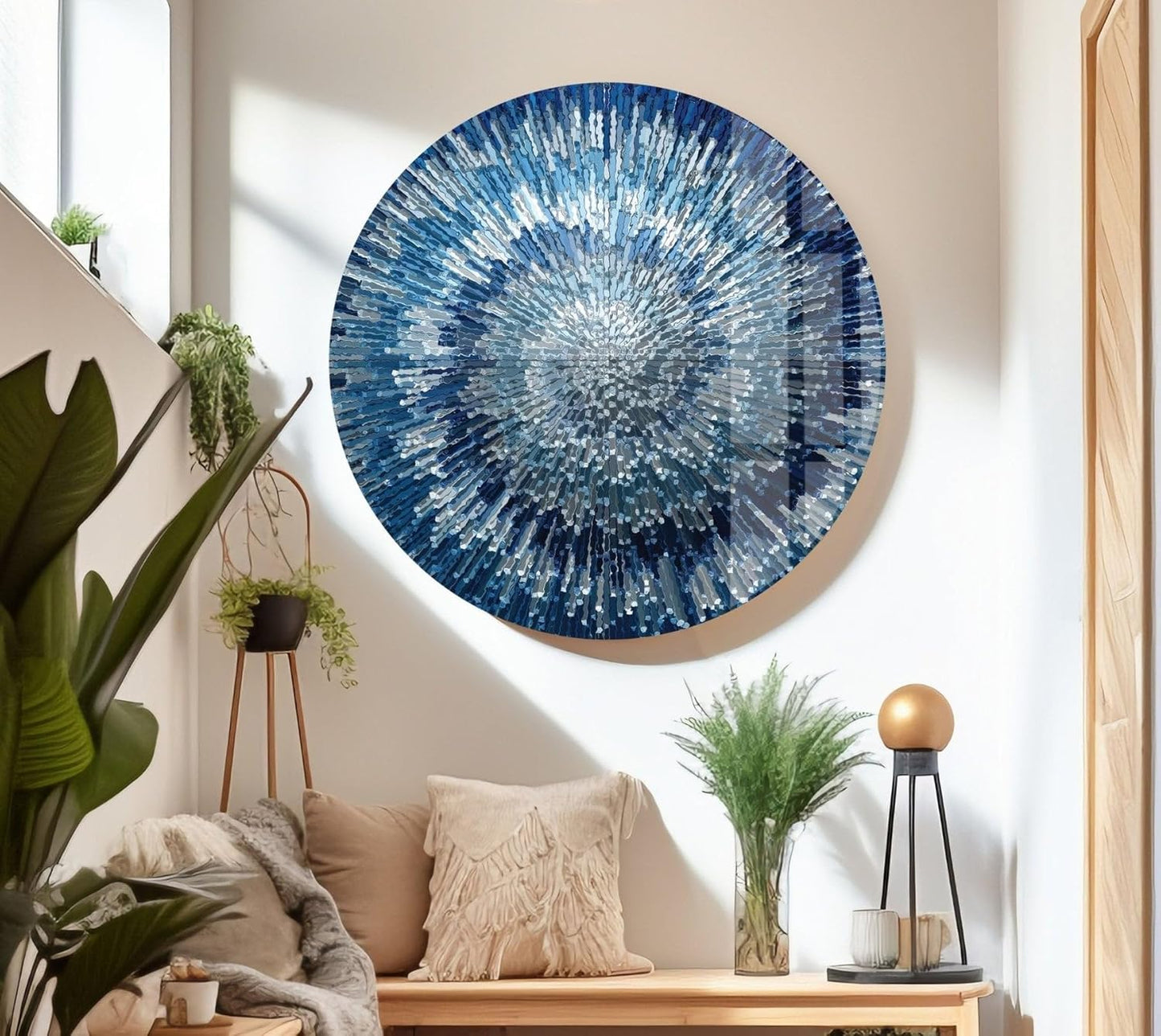 My Photostation.com 30Wx24H'' Abstract Blue Textured Glass Wall ArtTempered Glass Printing Wall Decor Large Wall Art Wall Hangings