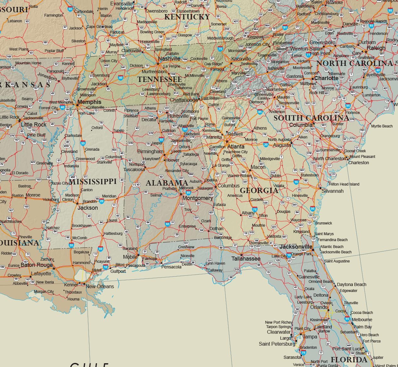 24x36 United States, USA Contemporary Premier Wall Map Poster (24x36 LAMINATED)