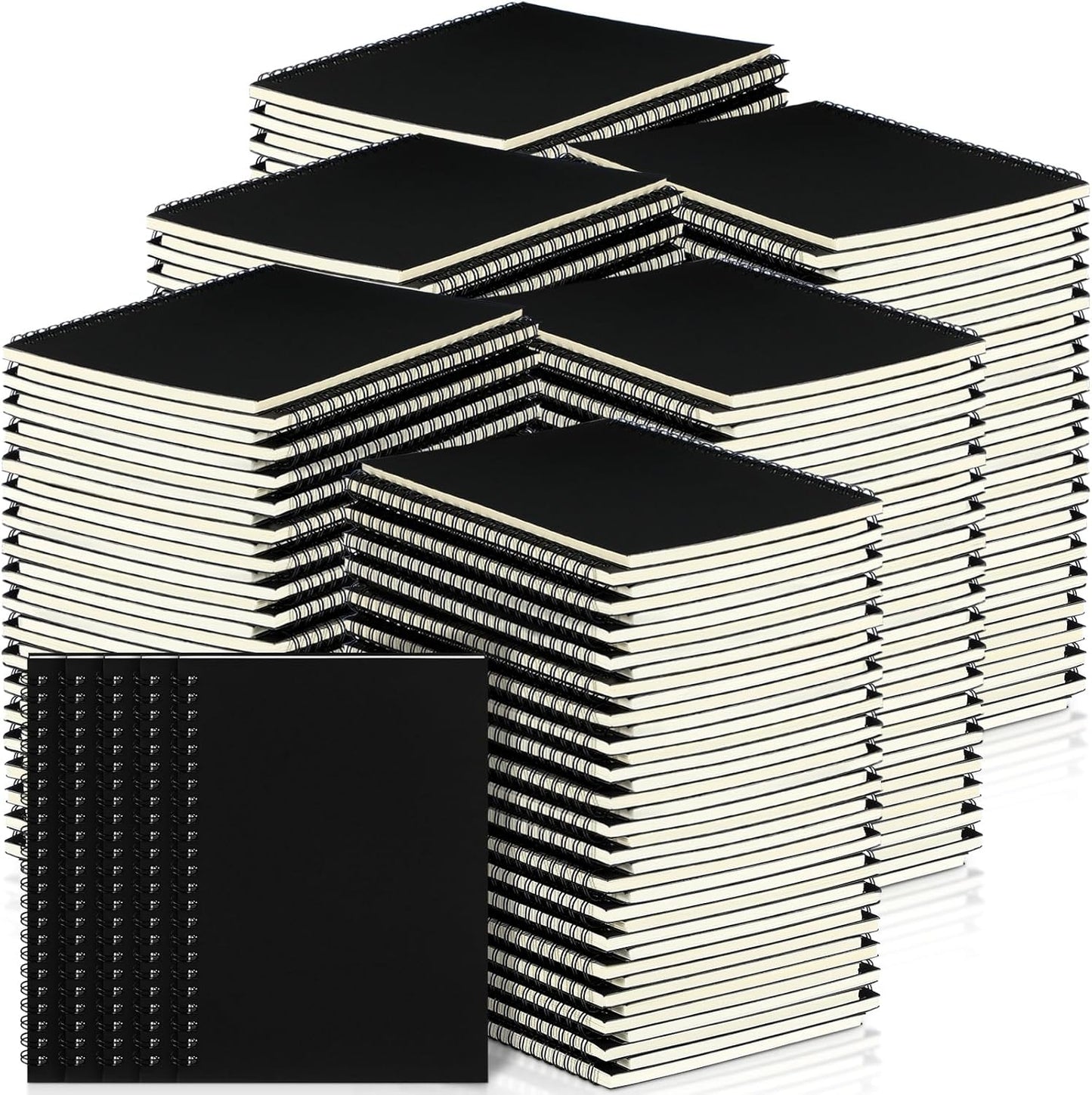 Yahenda 180 Pcs Spiral Notebook Bulk A5 Journal Lined 8.3'' x 5.5'' Writing Composition Paper Small Notepad Subject Notebook for Students Office Business Back to School Supplies (Black)