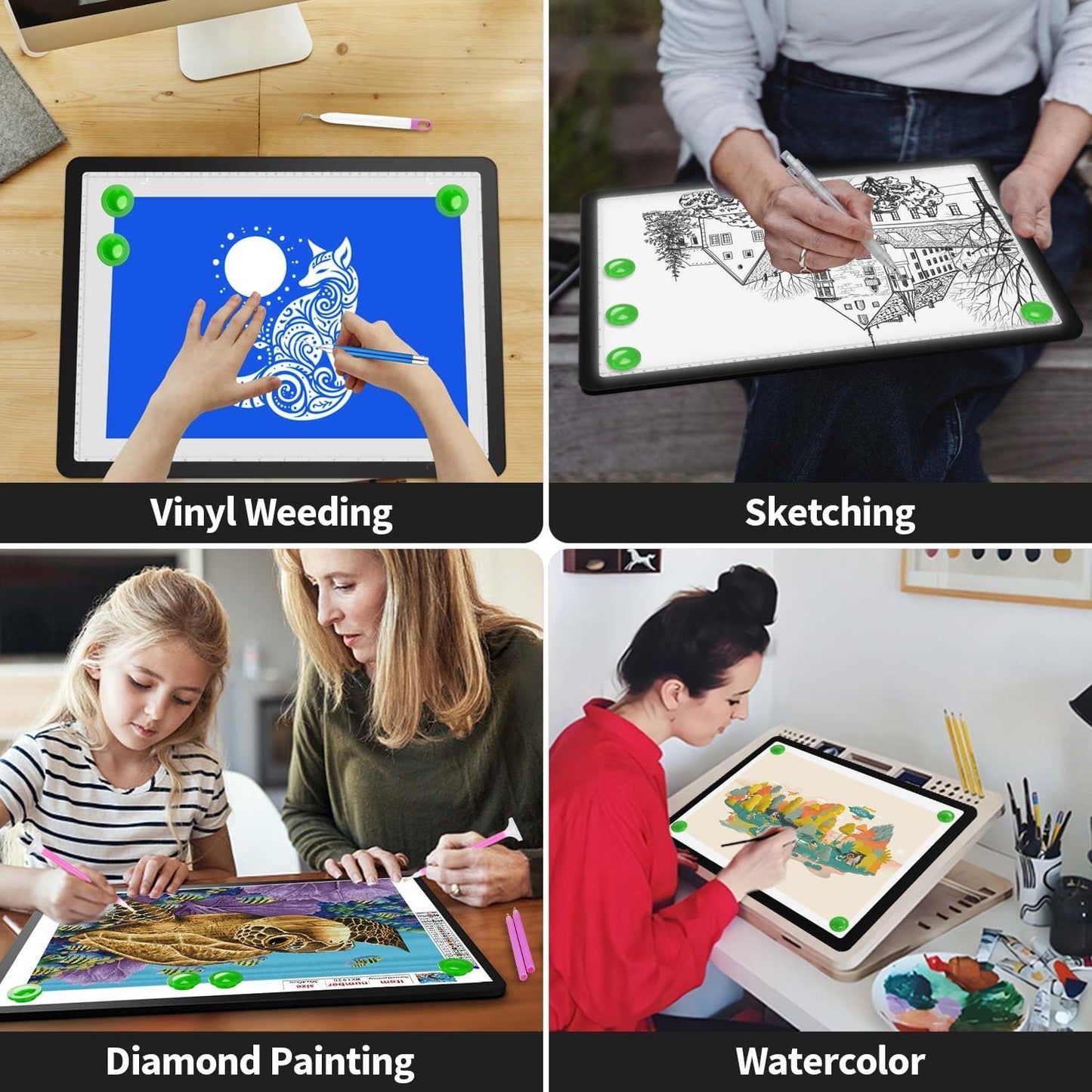 Zocelight Rechargeable A3 Tracing Light Box with Padded Case,Diamond Art Light Board with 4 Magnets,Wireless Light Pad for Diamond Painting,Ultra Bright Light Table for Drawing, Sketching(Black)