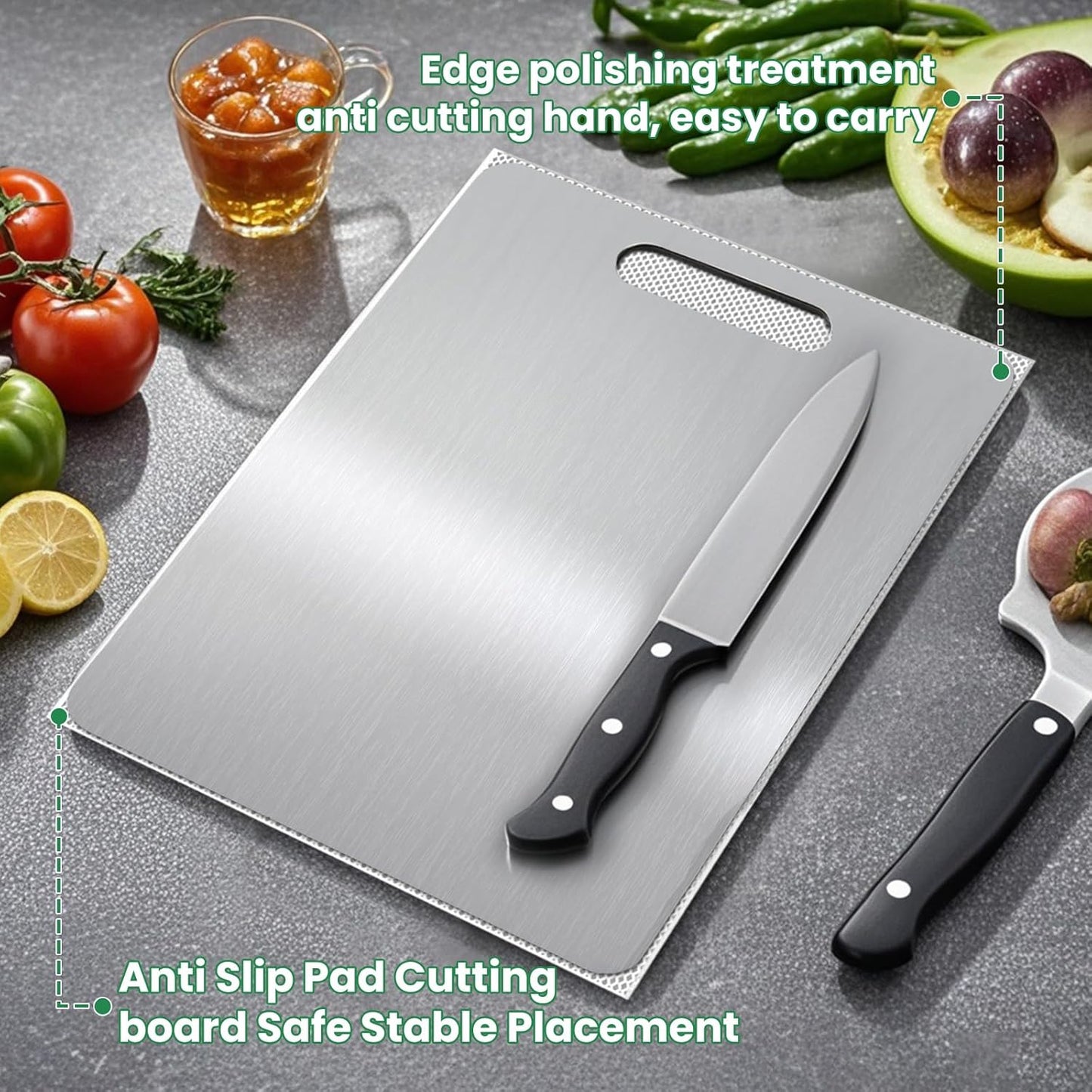 Titanium Cutting Board, 2025 New Upgrade 100% Pure Titanium Cutting Boards for Kitchen, Hygiene & Durability Non Stick Chopping Board, Double sided Cutting Mat, Easy to Clean (18 * 12)