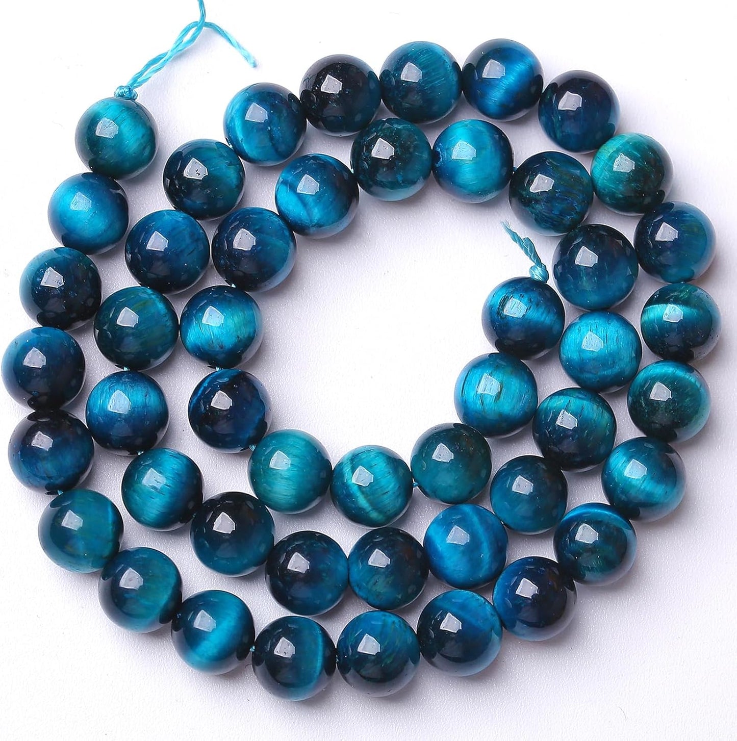 4MM 180pcs Natural Royal Blue Tiger Eye Stone Energy Healing Beads Round Loose Beads for Jewelry Making Bracelet 2 Strands 32"