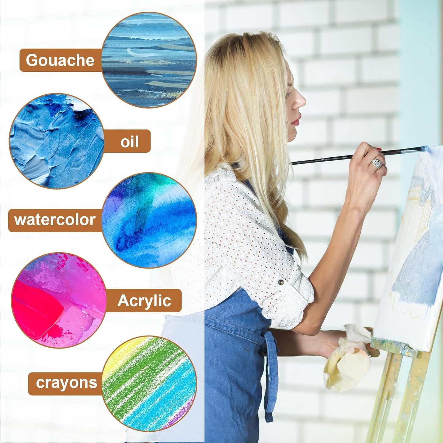 MECCANIXITY Canvas Boards for Painting, 6x6 Cotton Blank Primed Art Canvas Panels Acid-Free for Painting Supplies Oil Acrylic Tempera Watercolor Pouring Paint Artists(White, Pack of 10)