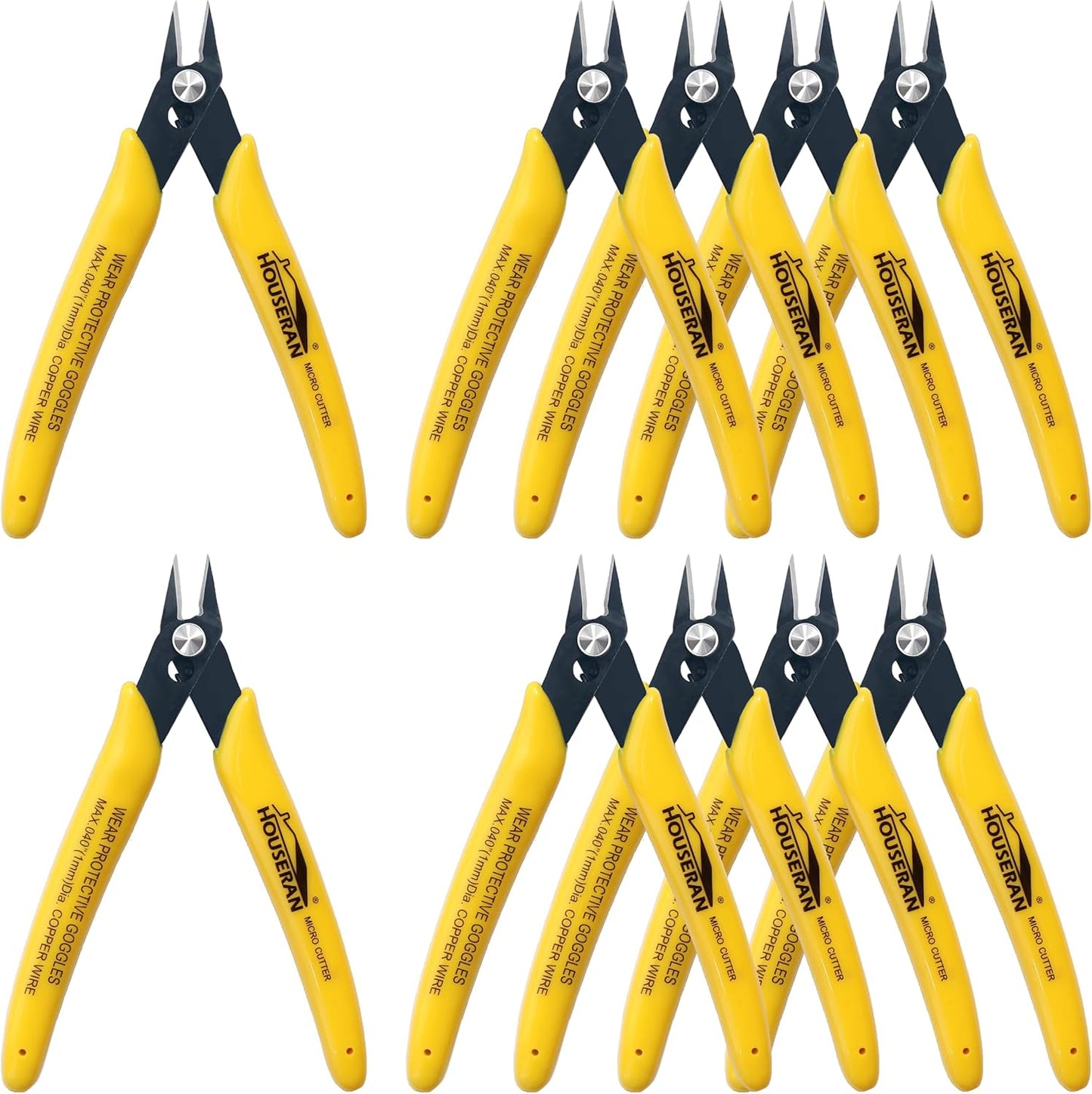 Flush Cutters, 10 Pack, 5 Inch Micro Flush Cut Pliers with Spring, Side Cut Nippers, Mini Wire Cutters Model Nippers Flush Cutters for Jewelry Making, Plastic Models, Zip Ties, Electronics
