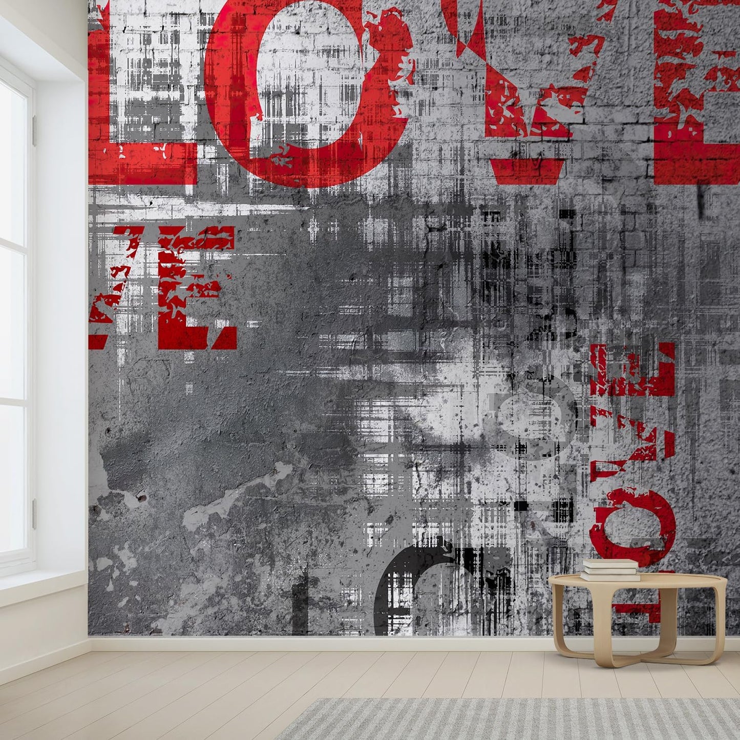 wall26 Wall Sticker/Wall Mural Love Letters Graffiti, Not Peel and Stick, Non-Woven Wallpaper Decorative for Bedroom, Living Room,Office - 132x120 inches