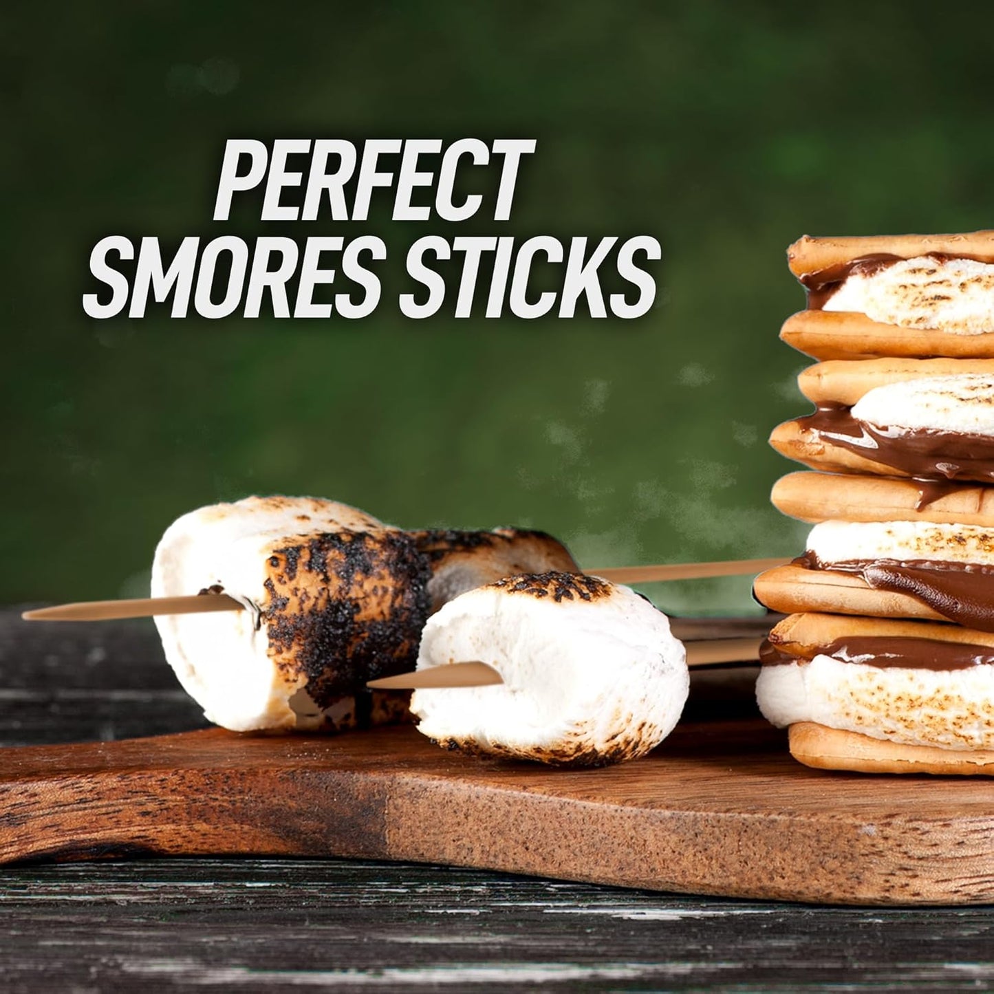Zulay Kitchen Authentic Bamboo Marshmallow Smores Sticks - 40 Extra Long 17.5" Roasting Skewers - 5mm Heavy-Duty Bamboo - Thick Smore Sticks - Ideal for Grilling & Camping