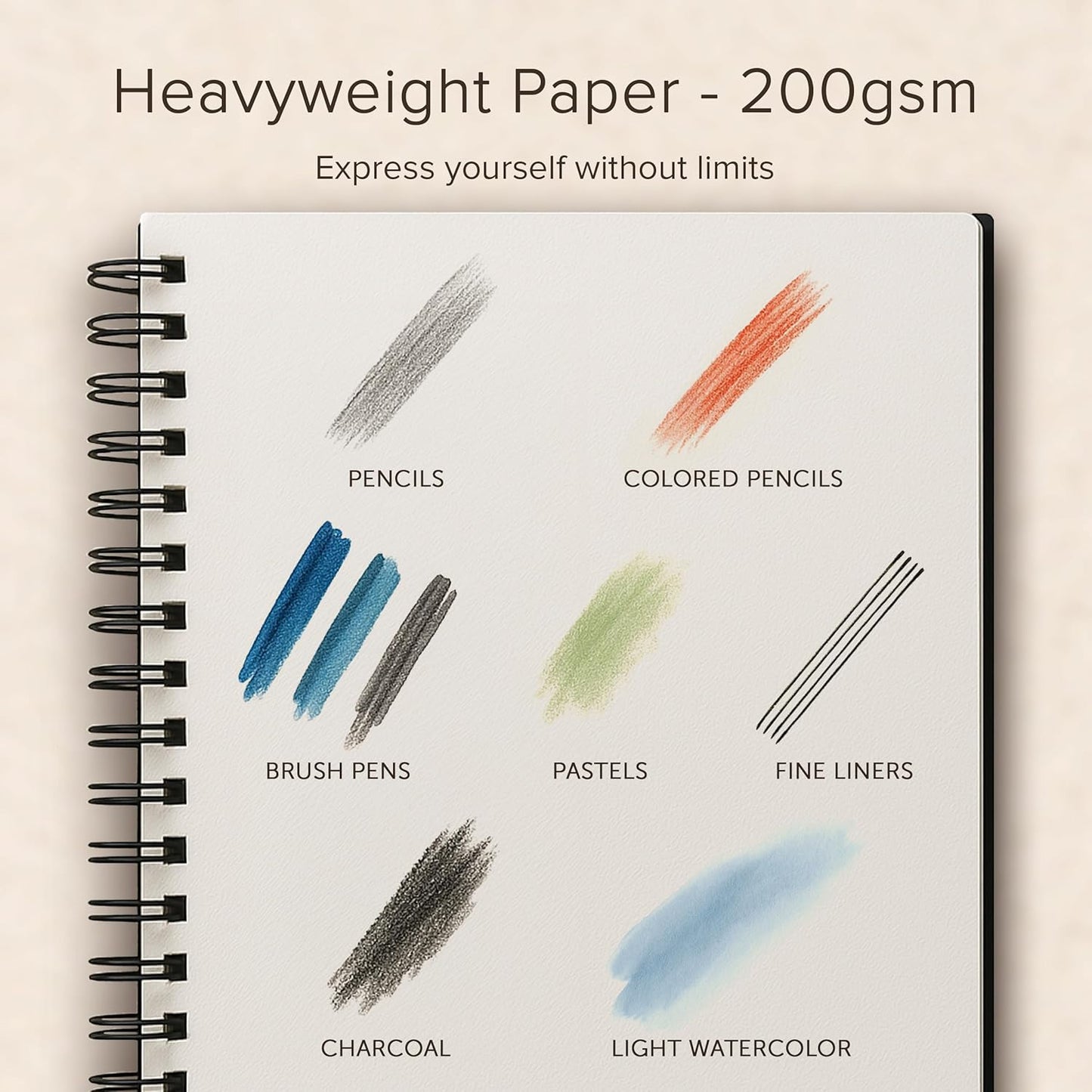 Artist’s Sketchbook Hardcover – 200GSM Very Thick Paper – Spiral Sketch Book for Drawing and Mixed Media – Sketch Pad, Art Book - 5.8 x 8.5, 40 Sheets / 80 Pages