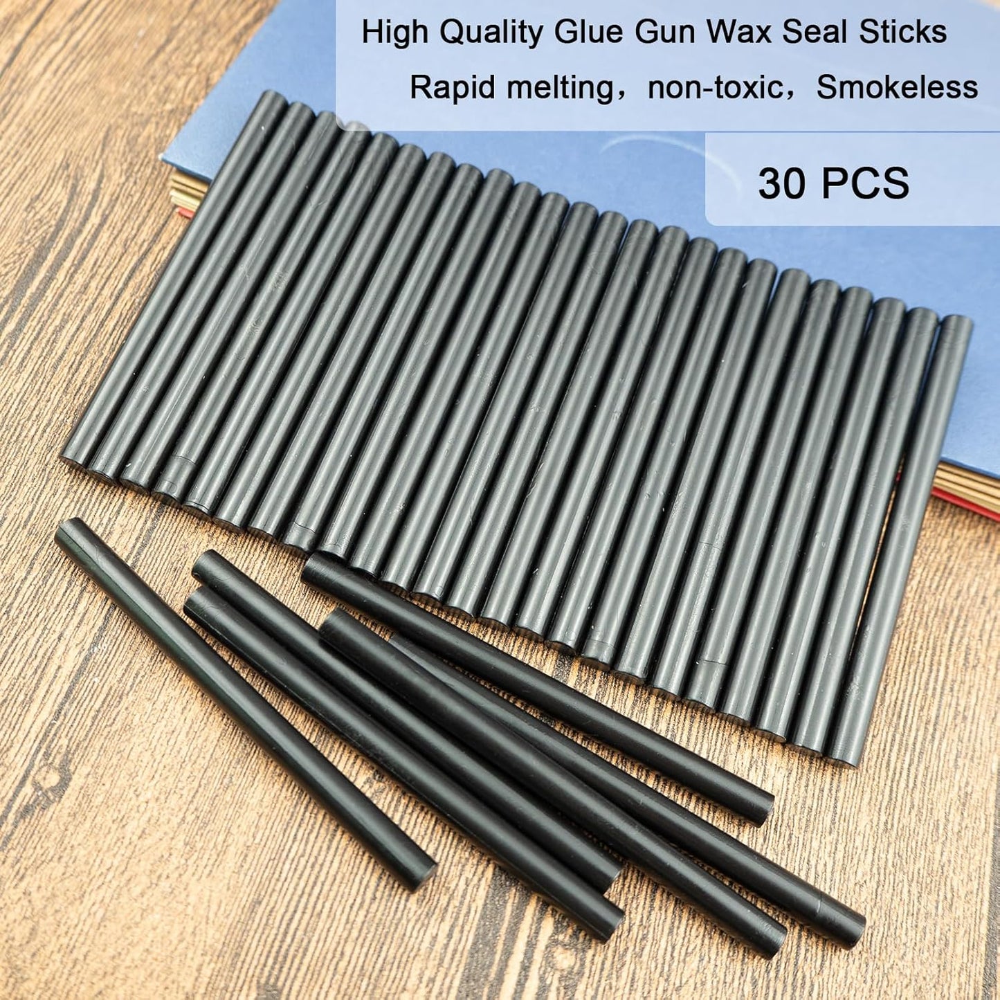Wax Seal Stick, Ioggtser 30PCS Mini Glue Gun Wax Seal Stick for Wax Seal Stamp, Sealing Wax Sticks for Wedding Invitations, Cards, Envelopes (Black)