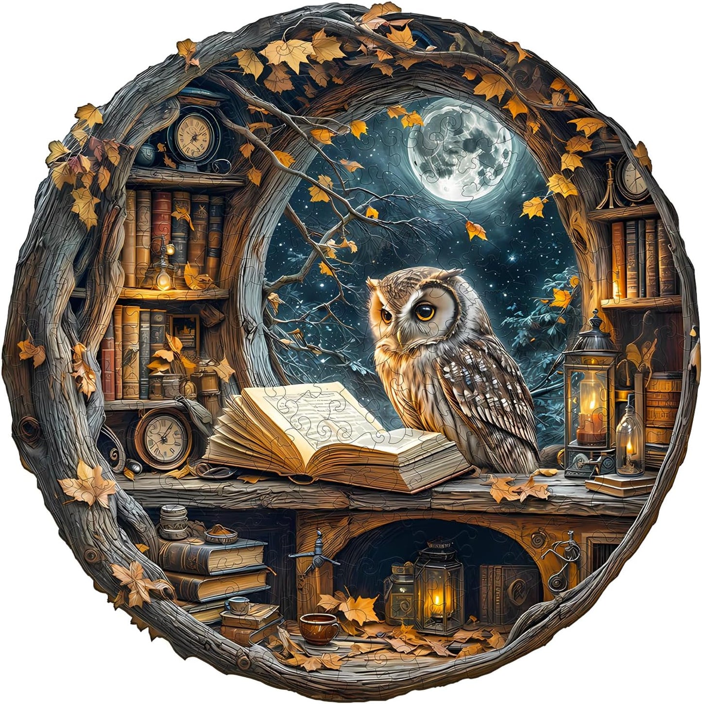 WOODBESTS Wooden Puzzles for Adults - Moonlit Owl Wooden Jigsaw Puzzle, Unique Animal Wood Puzzles Adult,Xmas Puzzle Gifts for Puzzles Lovers(100 Pcs, S, 8.5"x8.5")