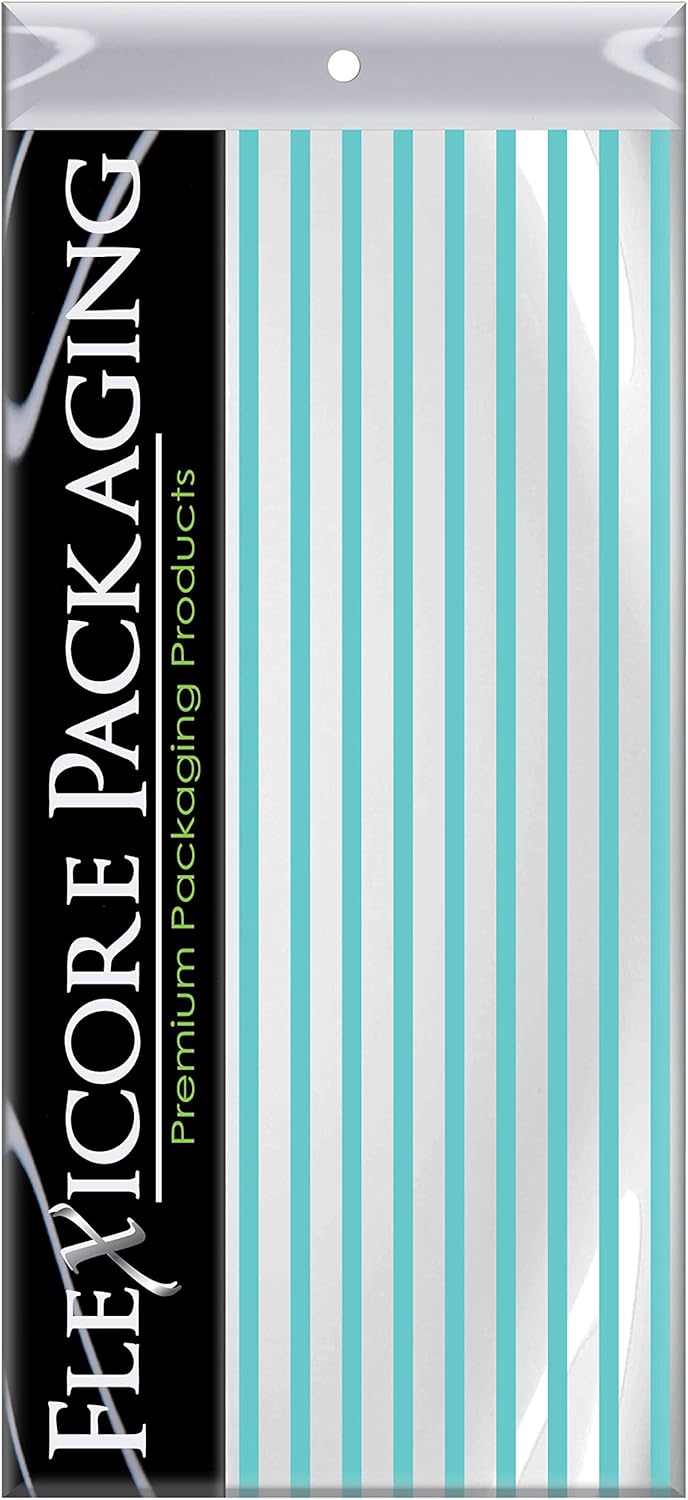 Flexicore Packaging Azure Pin Stripe Print Gift Wrap Tissue Paper Size: 15 Inch X 20 Inch | Count: 50 Sheets | Color: Azure Pin Stripe