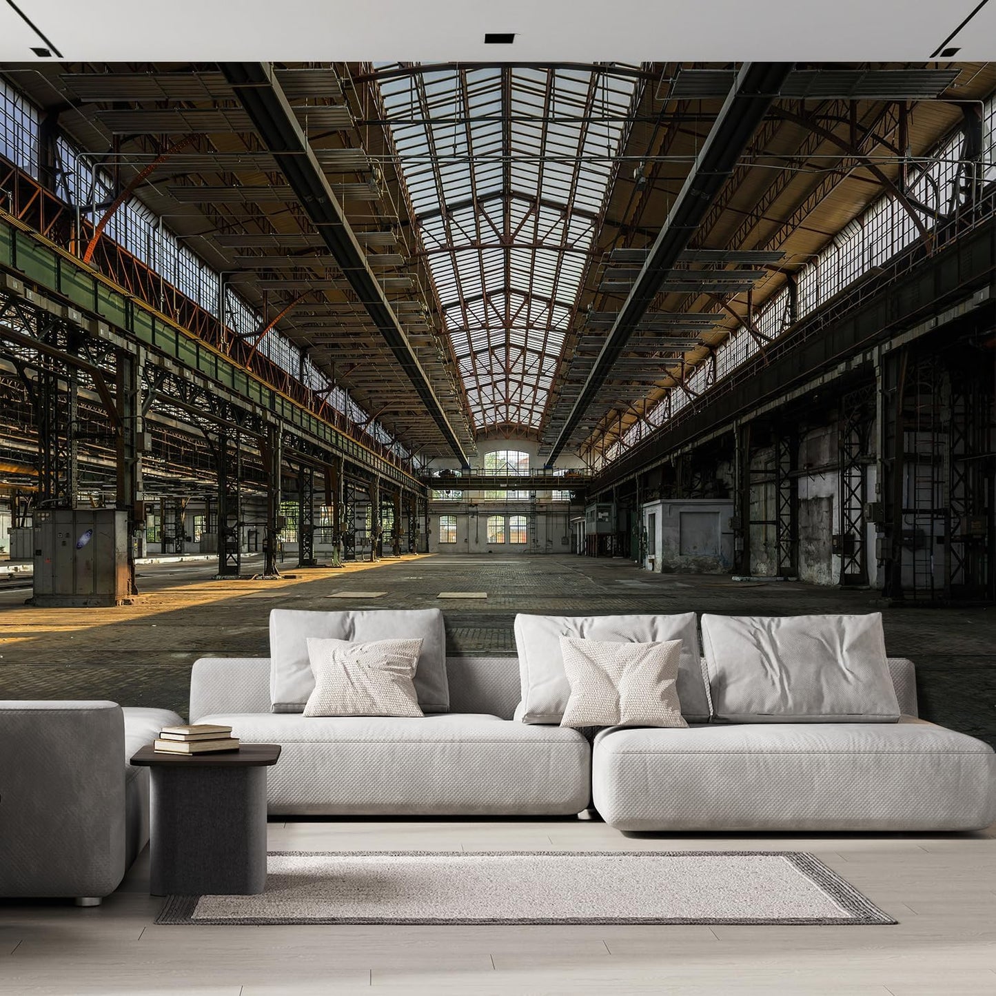 wall26 Wall Sticker/Wall Mural Industrial Interior of an Old Factory Building, Not Peel and Stick, Non-Woven Wallpaper Decorative for Bedroom, Living Room,Office - 132x120 inches