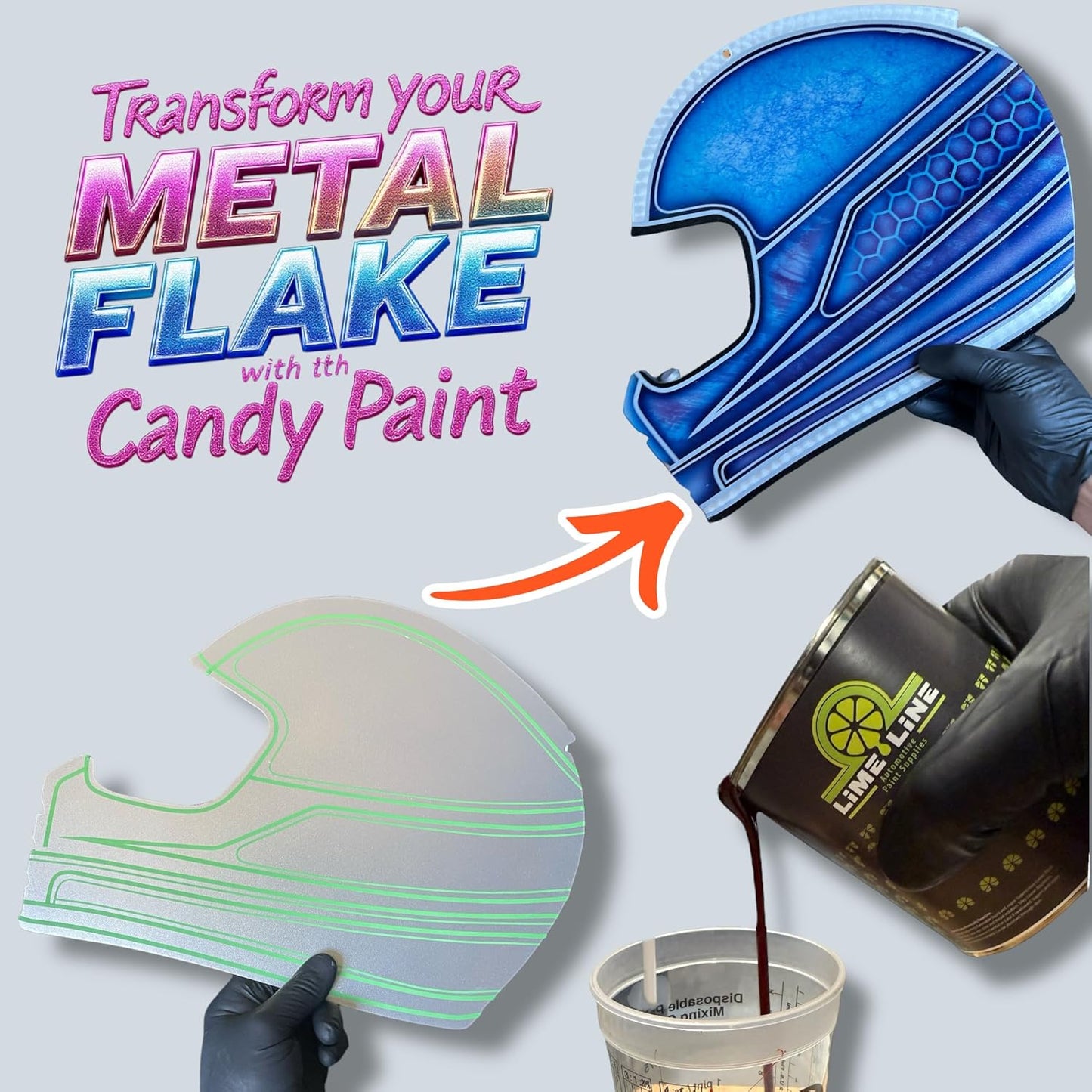 LiME LiNE Sprayable Metal Flake Paint Additive: Solvent Resistant Glitter for Automotive Custom Painting (Blue)