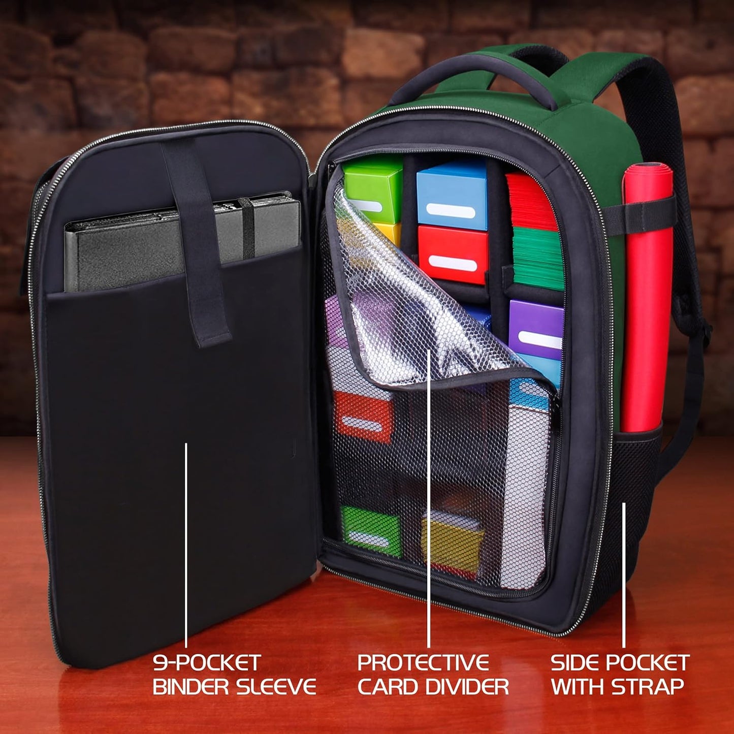 ENHANCE MTG Backpack TCG Card Storage - TCG Backpack for Deck Boxes, Sleeved Cards, Playmats, MTG Accessories